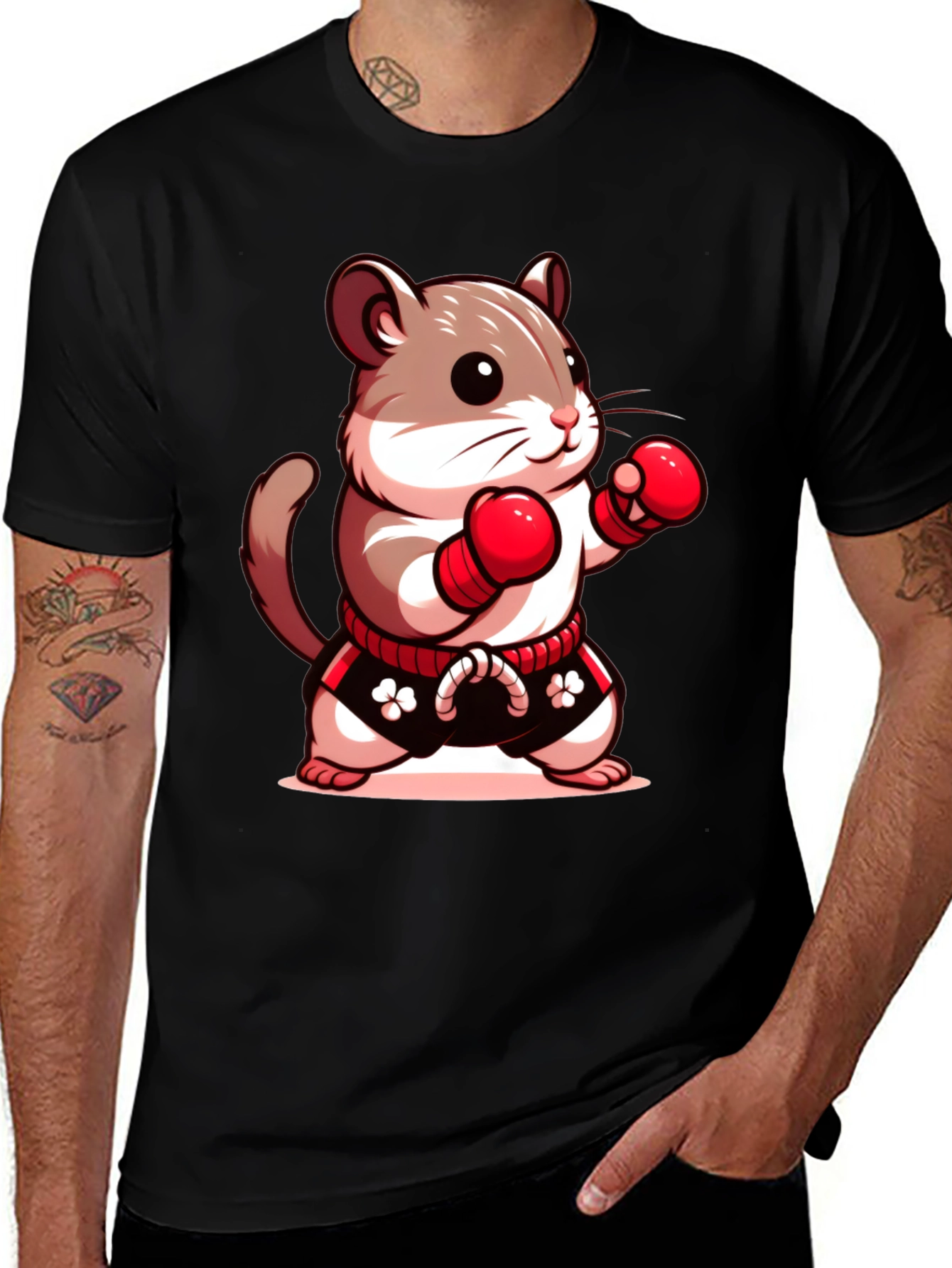 Variant 9 of Boxing Hamster Graphic Tee - Funny Animal Design