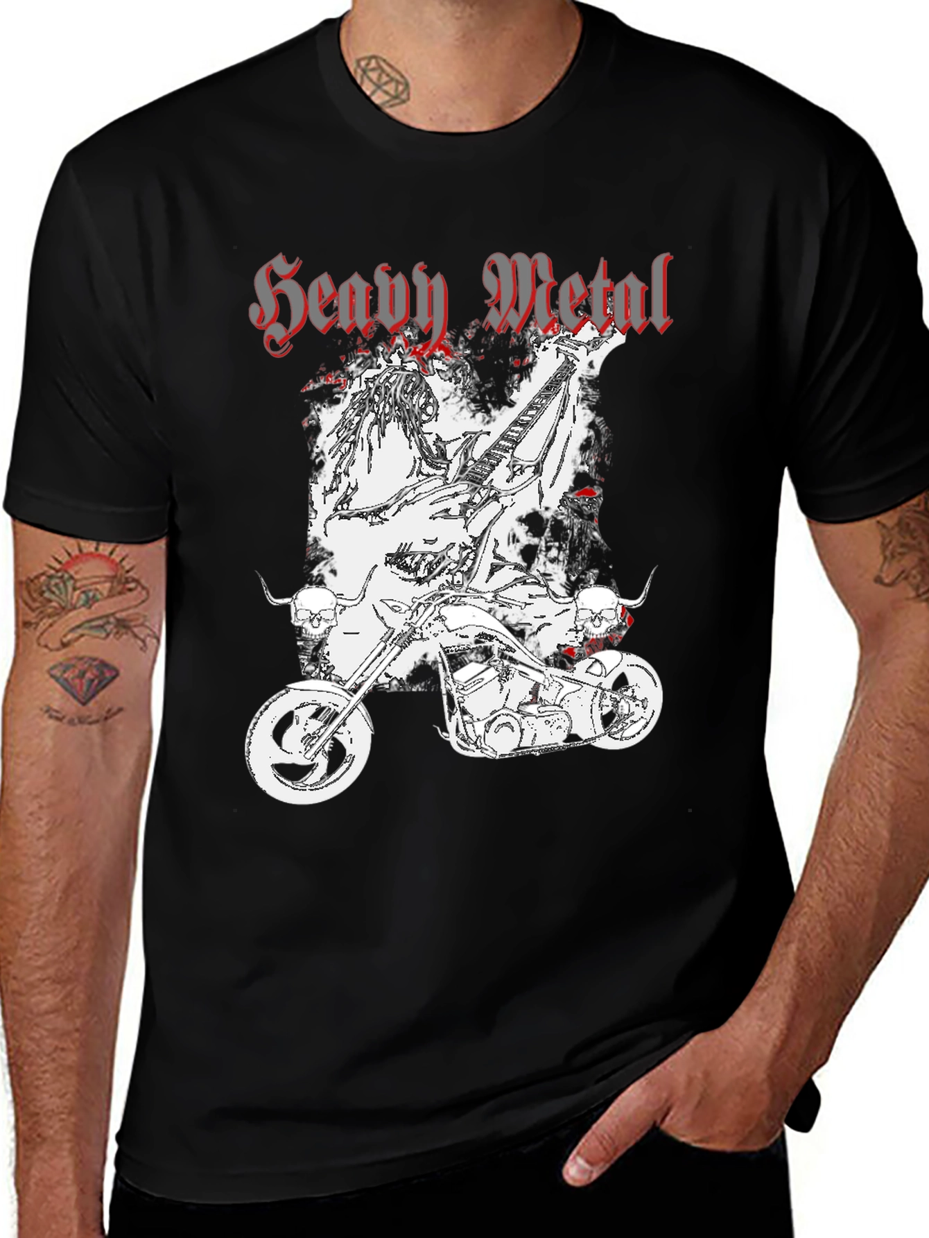 Heavy Metal Biker T-Shirt - Black