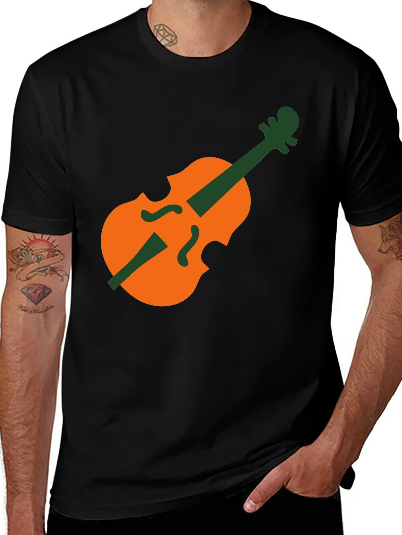 Variant 25 of Violin Graphic Tee - Musical Instrument Black T-Shirt