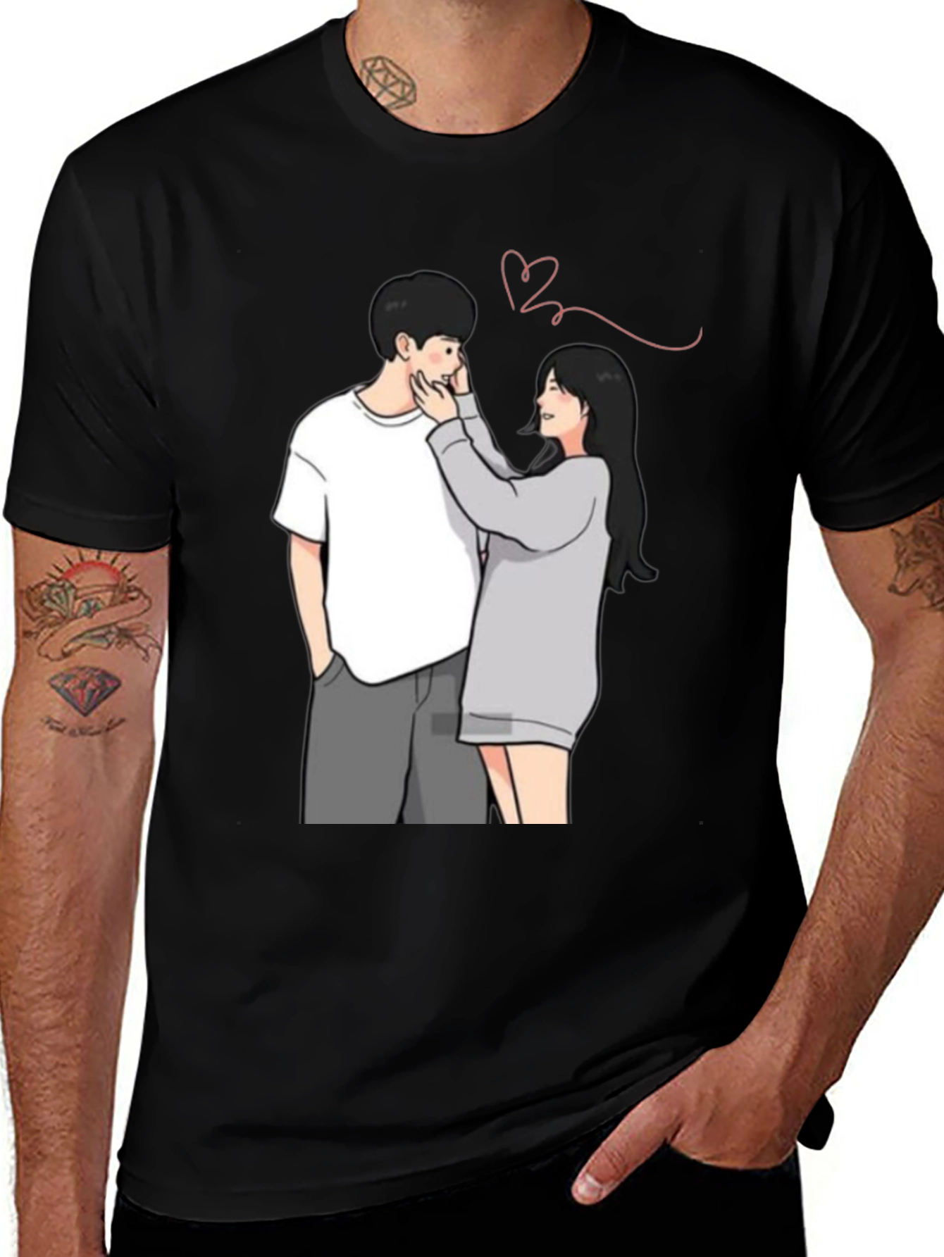 Variant 21 of Couple Graphic Print Tee - Black