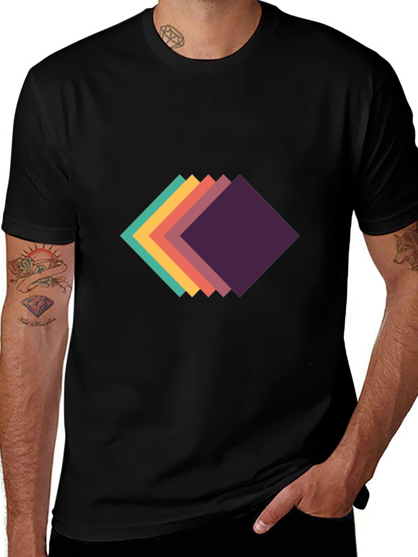 Variant 26 of Abstract Squares Graphic Tee - Modern Casual Style