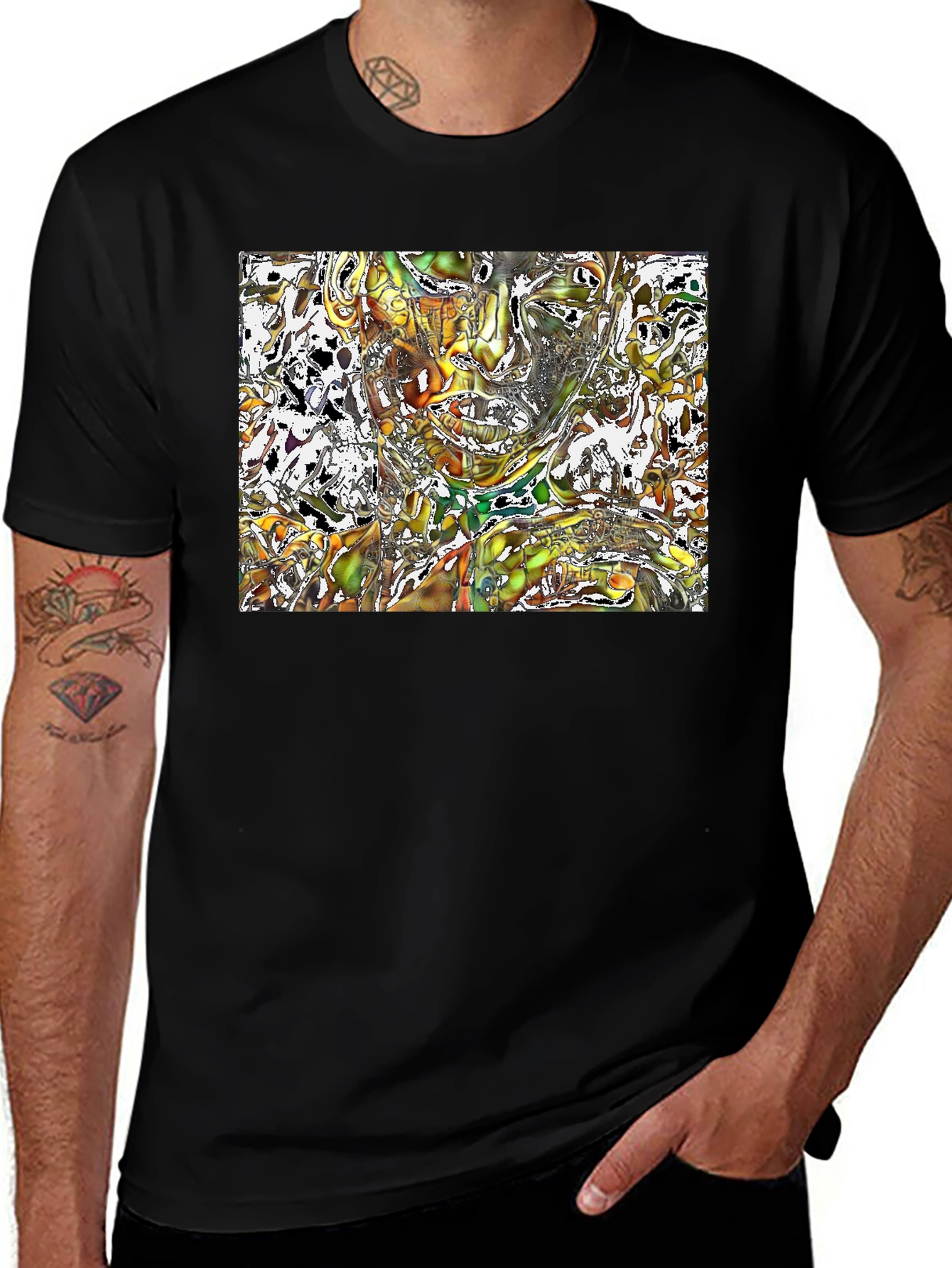 Variant 26 of Abstract Face Graphic Black T-Shirt
