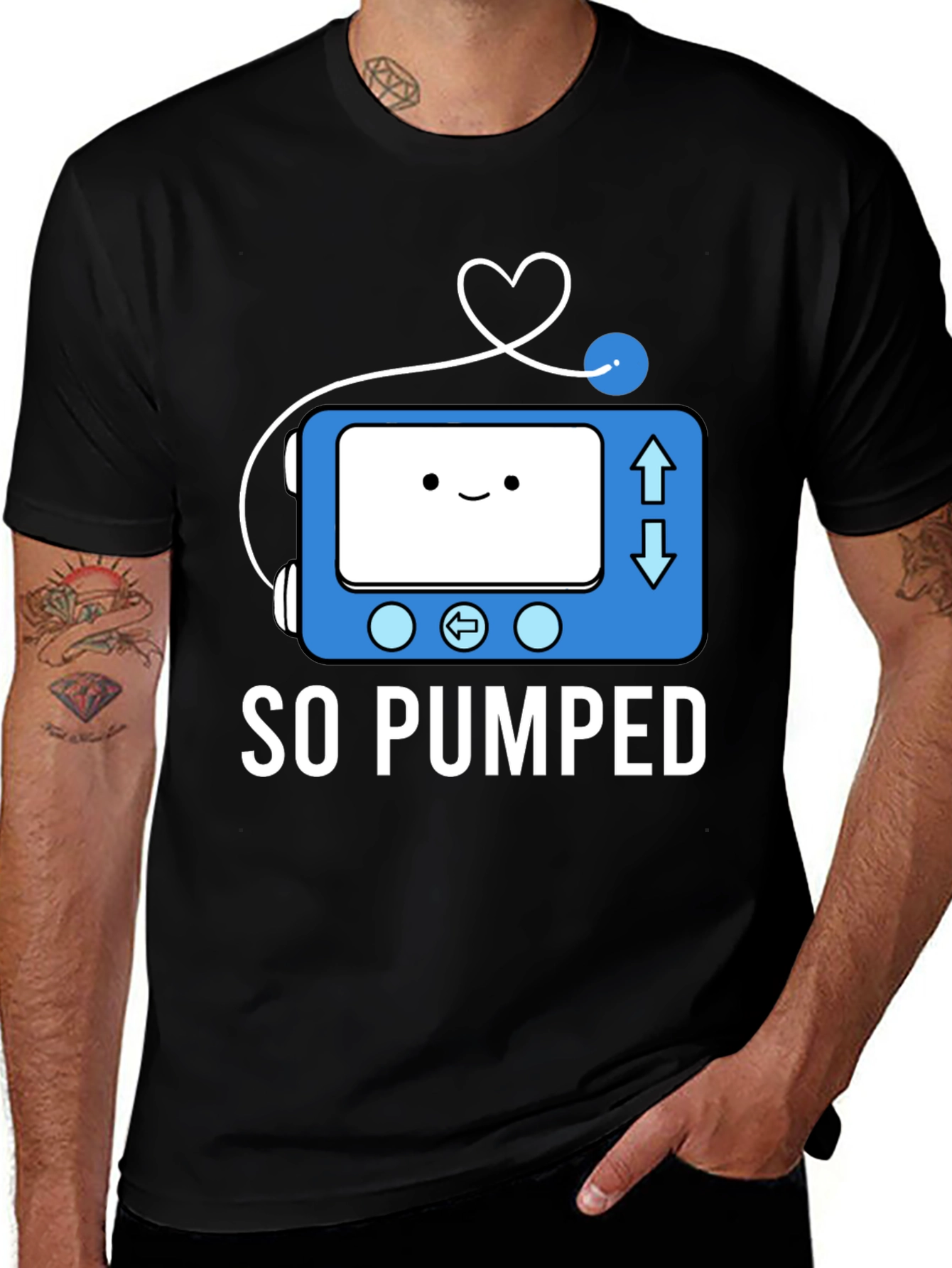 Variant 27 of So Pumped Cartoon Insulin Pump T-Shirt