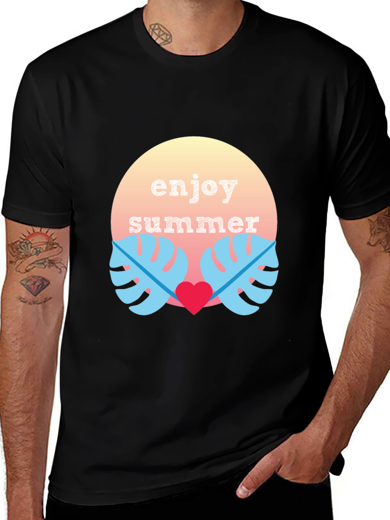 Variant 11 of Enjoy Summer Black Graphic Tee