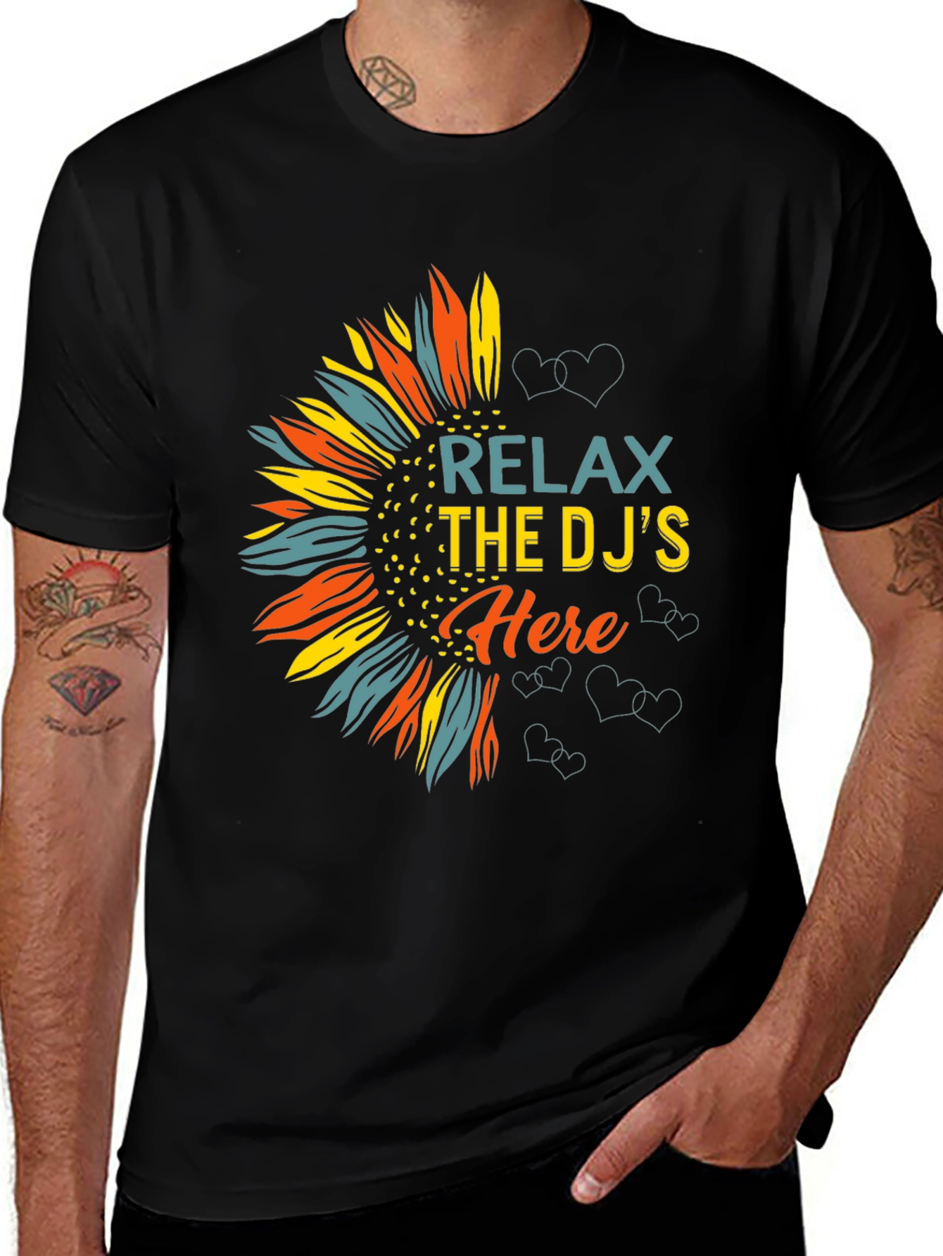 Variant 27 of Relax DJ's Here Graphic Tee Sunflower