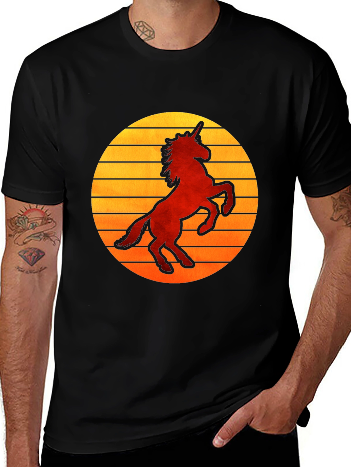 Variant 8 of Retro Unicorn Graphic Tee - Black