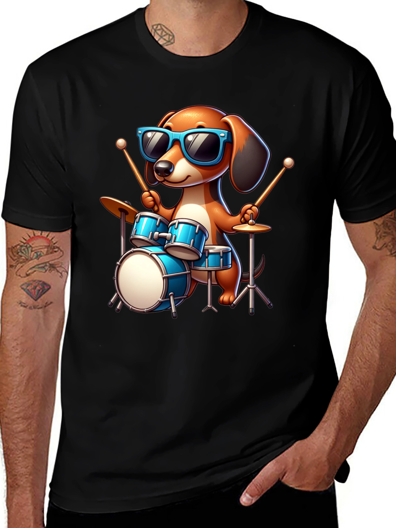 Variant 26 of Dog Drummer T-Shirt