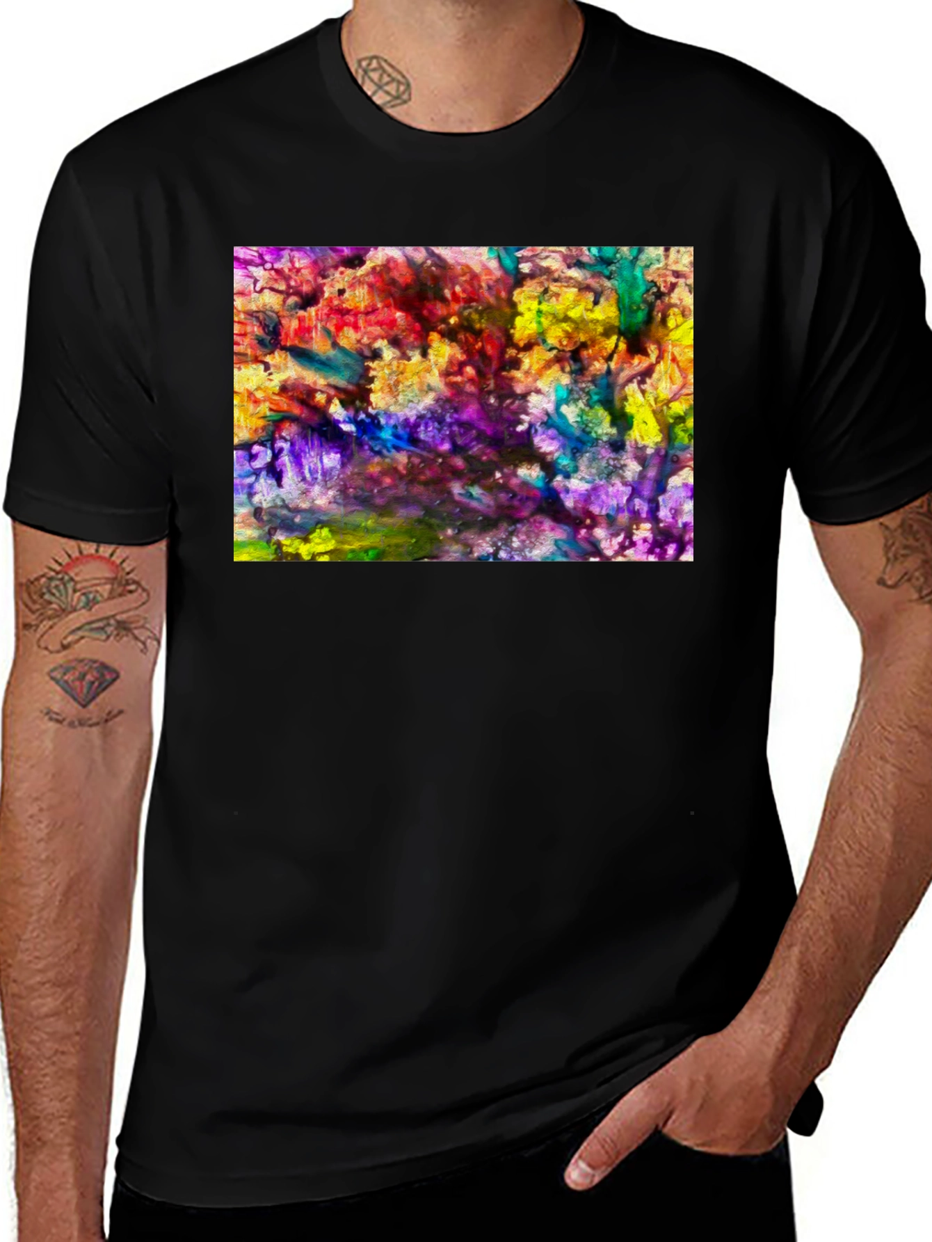 Variant 20 of Abstract Art Graphic Print Black T-Shirt