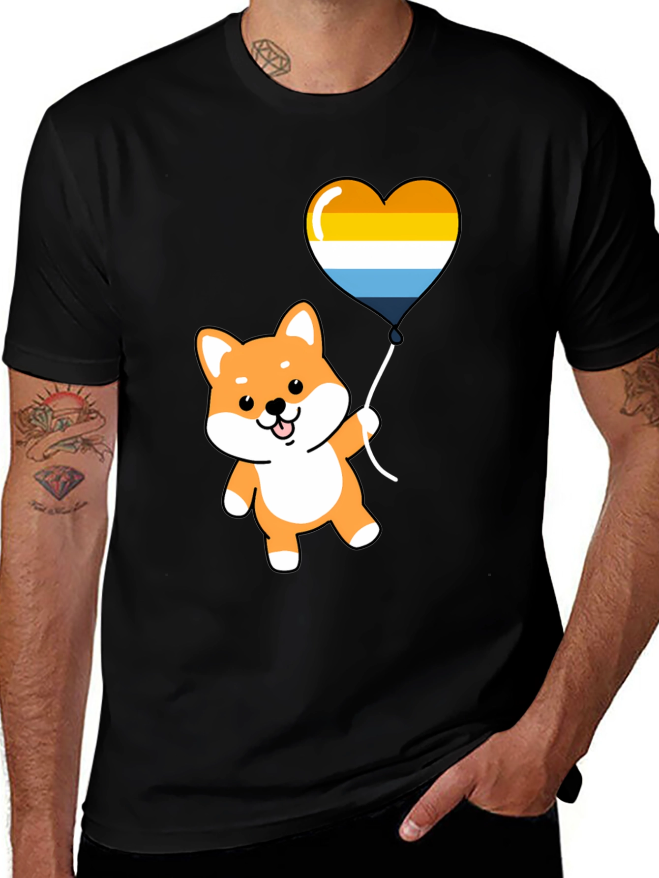 Variant 17 of Cute Shiba Inu Heart Balloon Graphic Tee