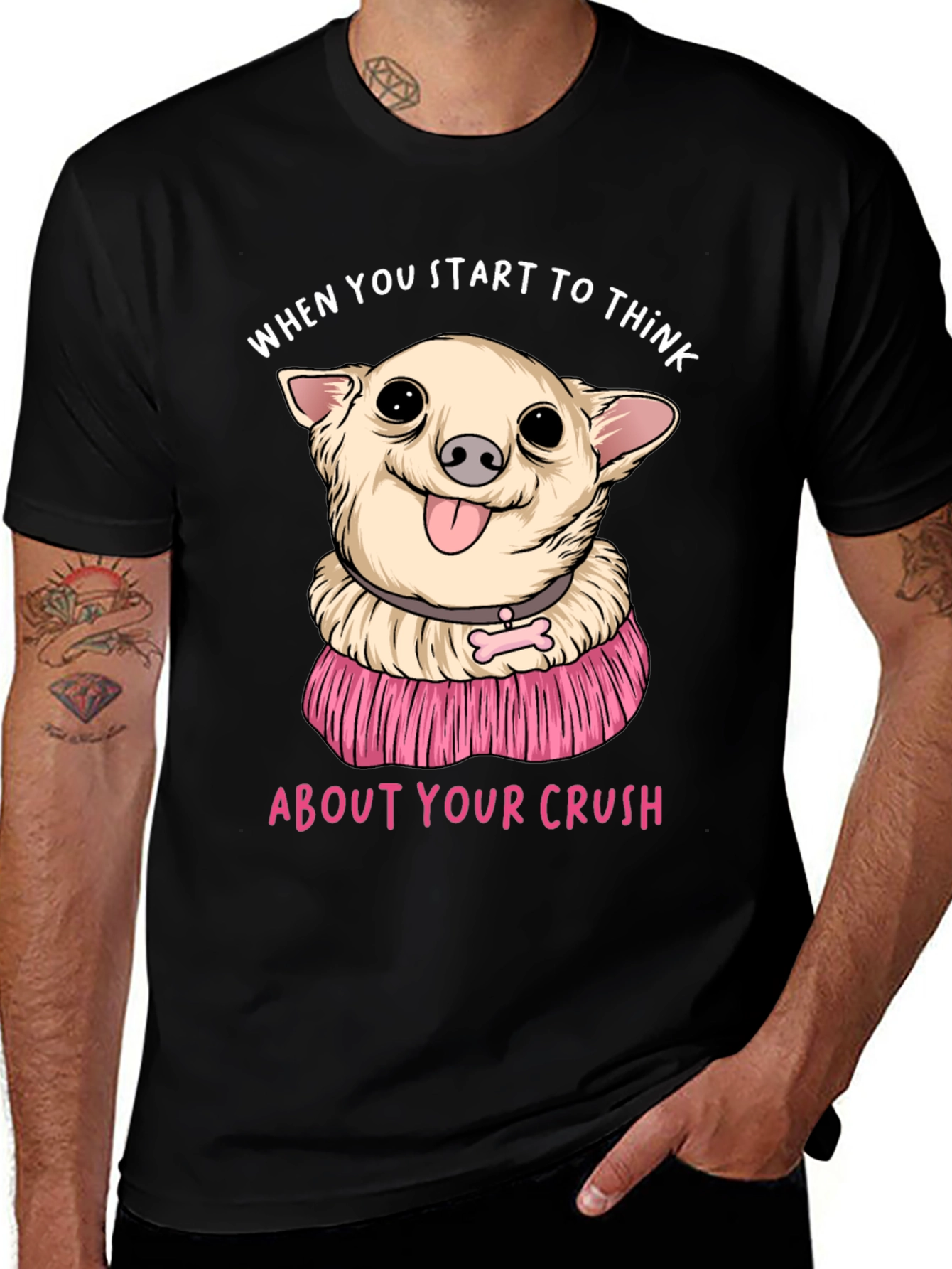 Variant 16 of Chihuahua Crush T-Shirt:  When You Start To Think