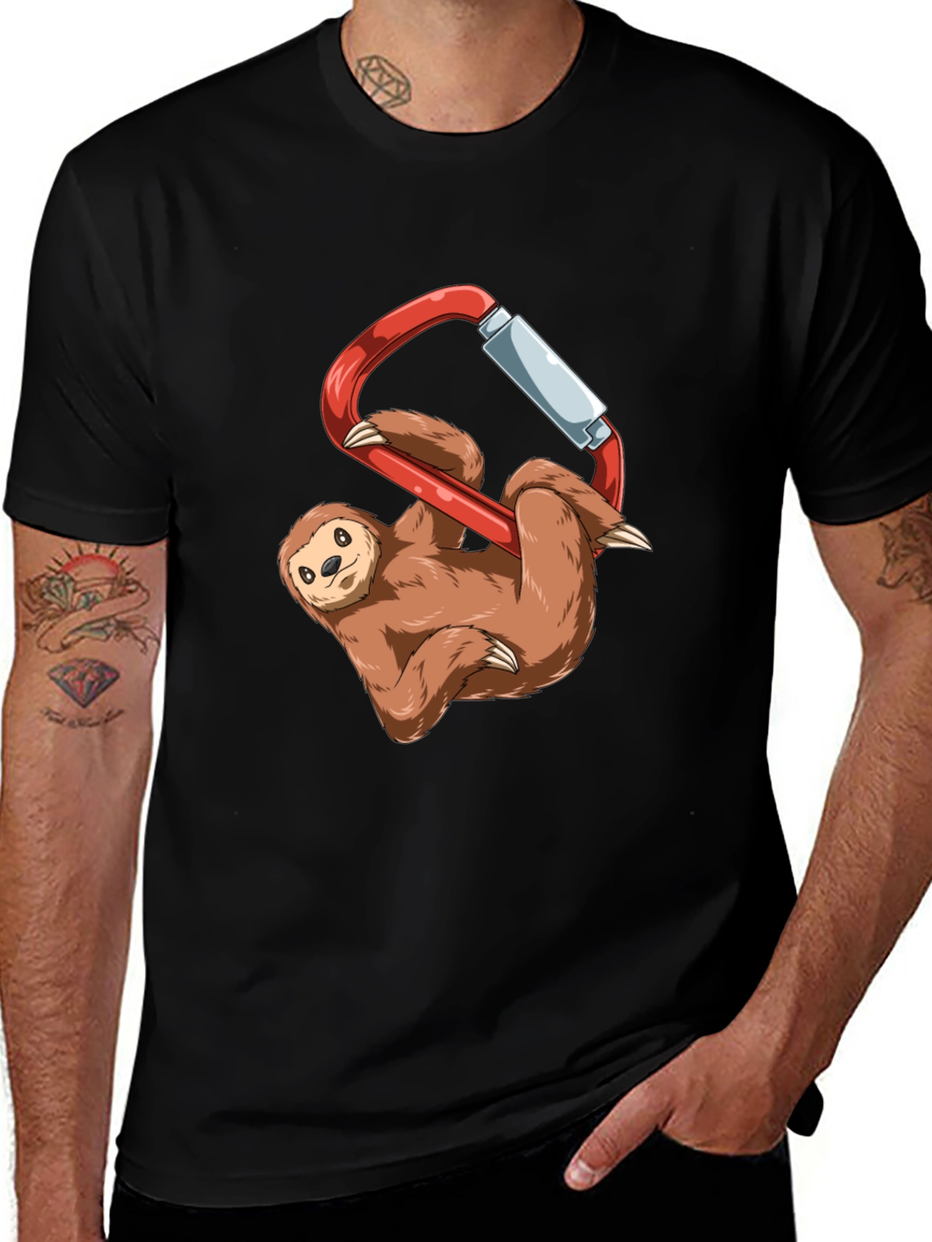 Variant 24 of Sloth Climbing Carabiner Graphic T-Shirt