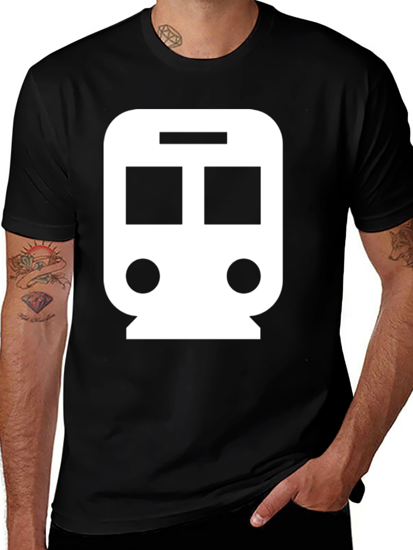Variant 21 of Train Graphic Tee - Black Cotton T-Shirt