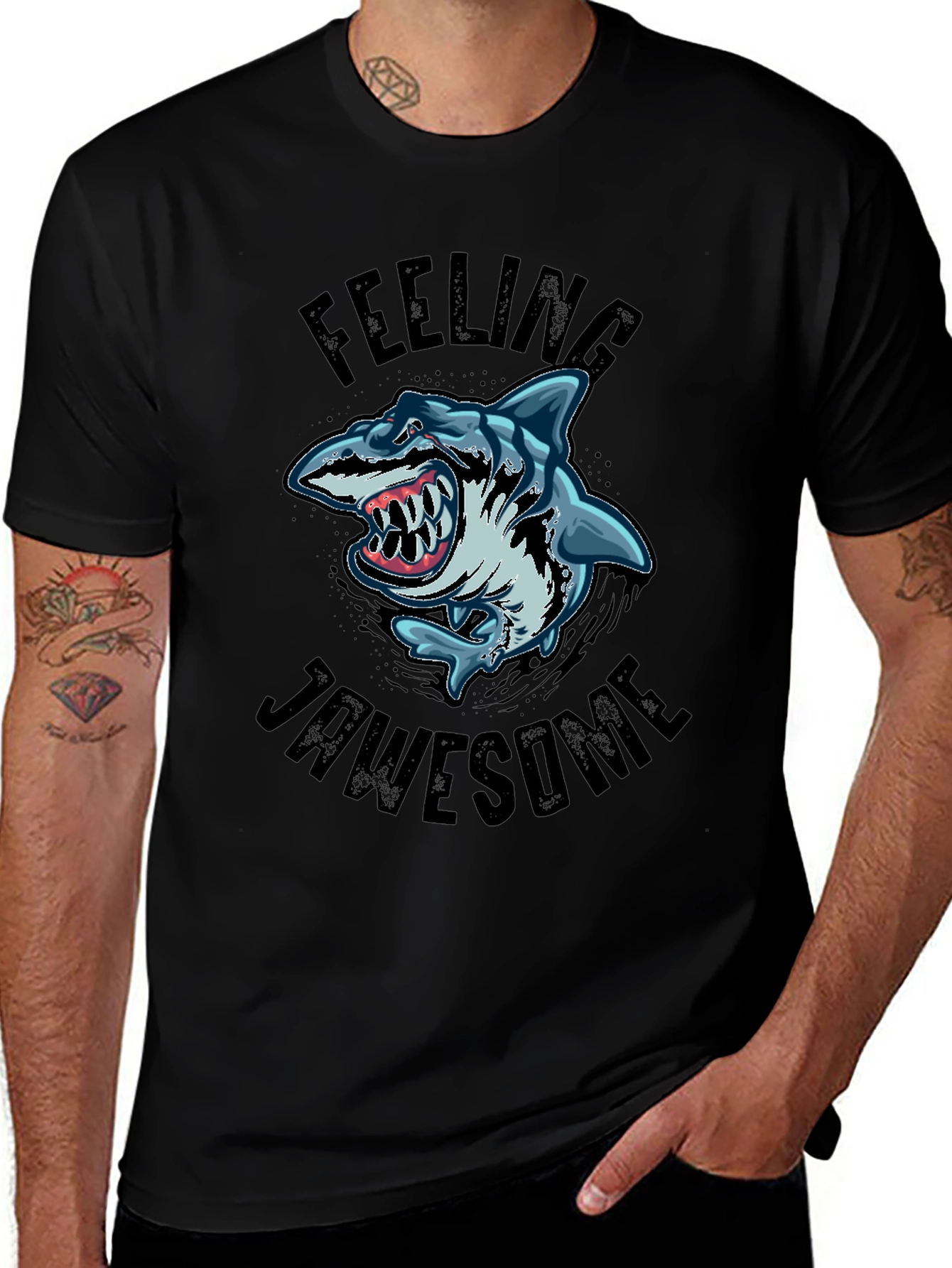 Variant 28 of Jawsome Shark Graphic Tee - Black