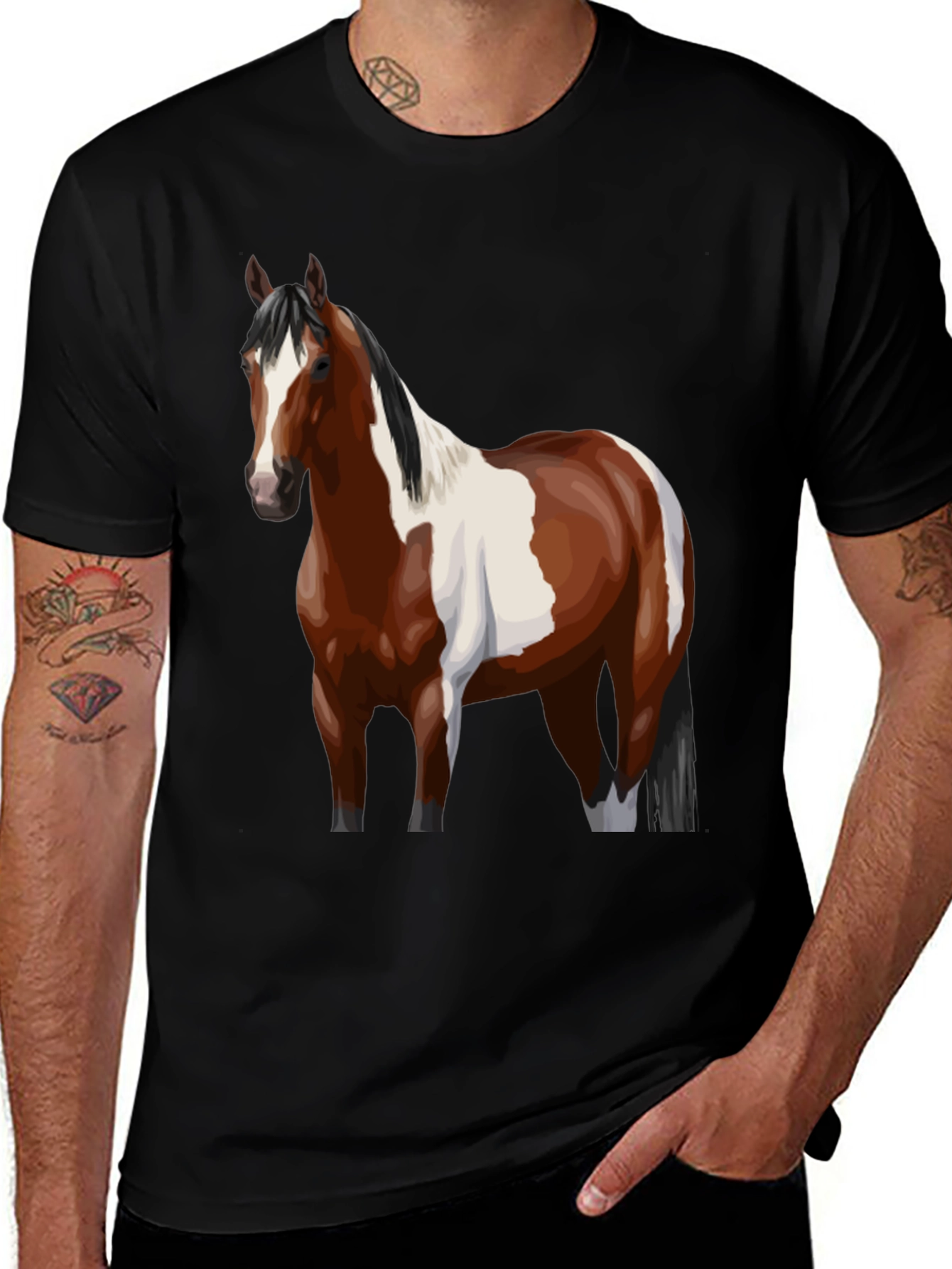 Variant 20 of Horse Graphic Tee - Black Cotton Blend