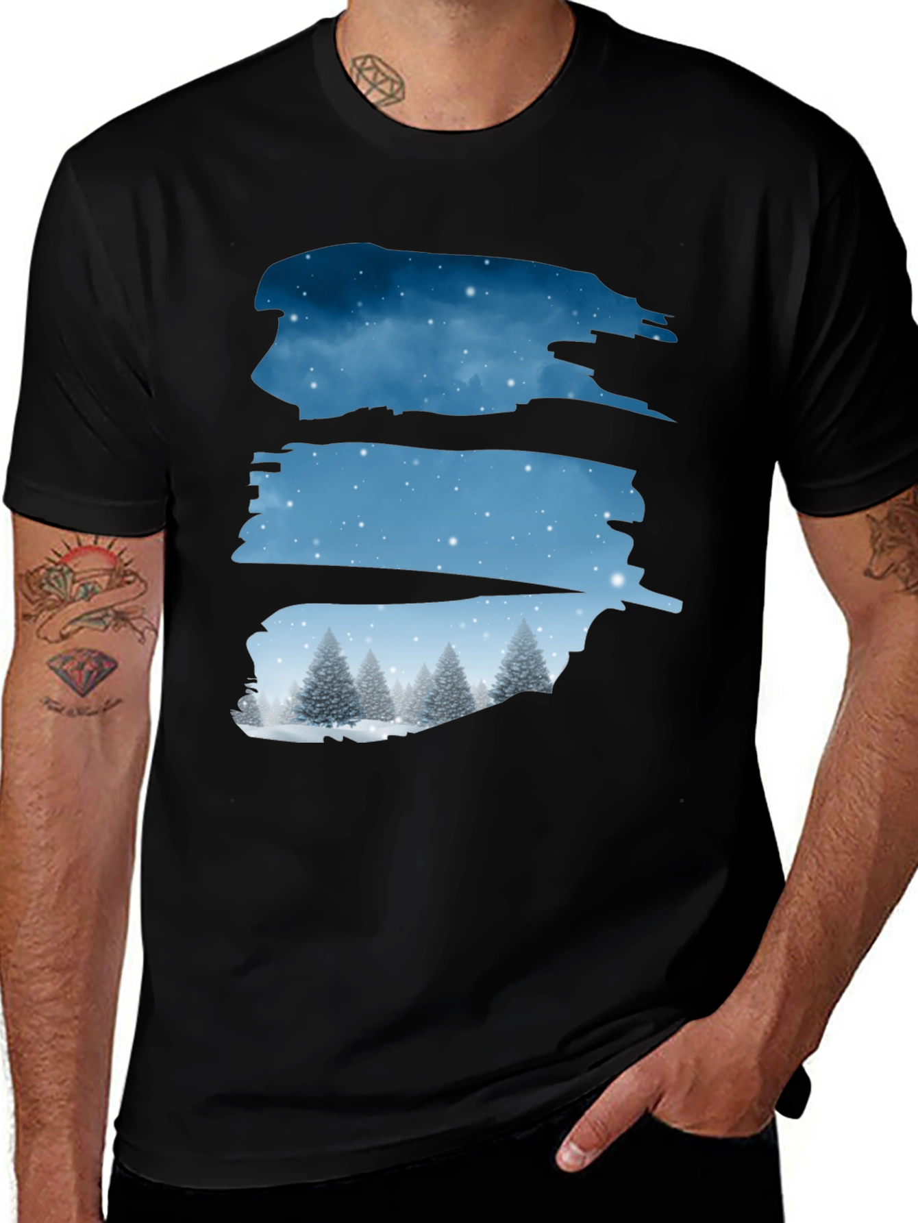 Variant 3 of Winter Trees Graphic Tee - Black
