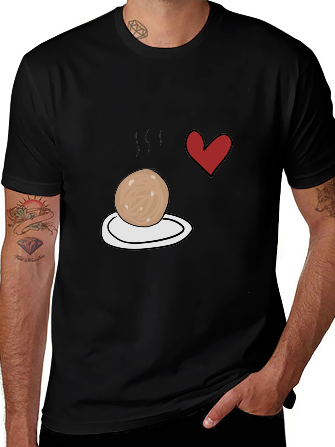 Variant 23 of Meatball Heart T-Shirt - Foodie Apparel