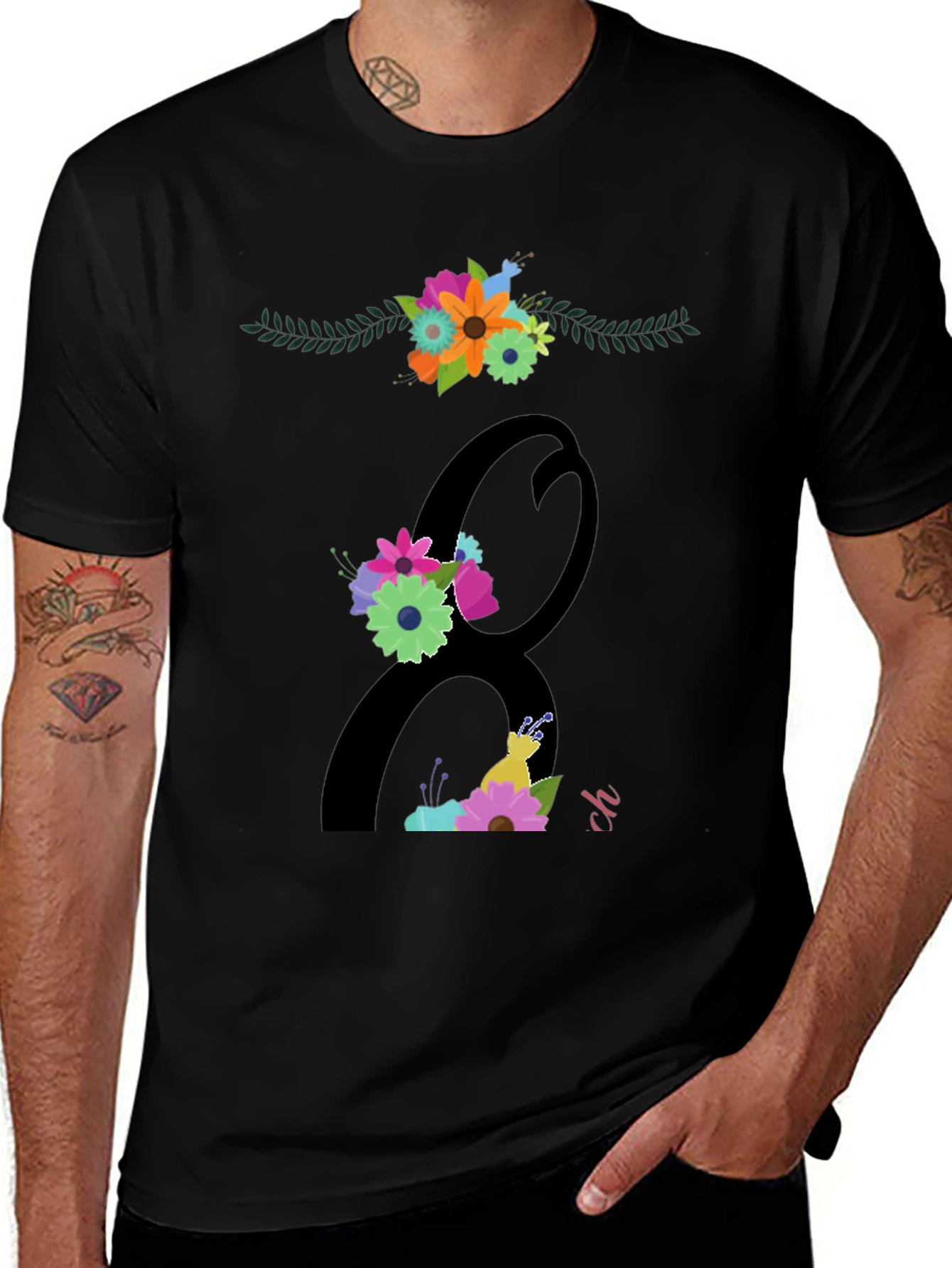 Variant 4 of Floral Number 8 Graphic T-Shirt