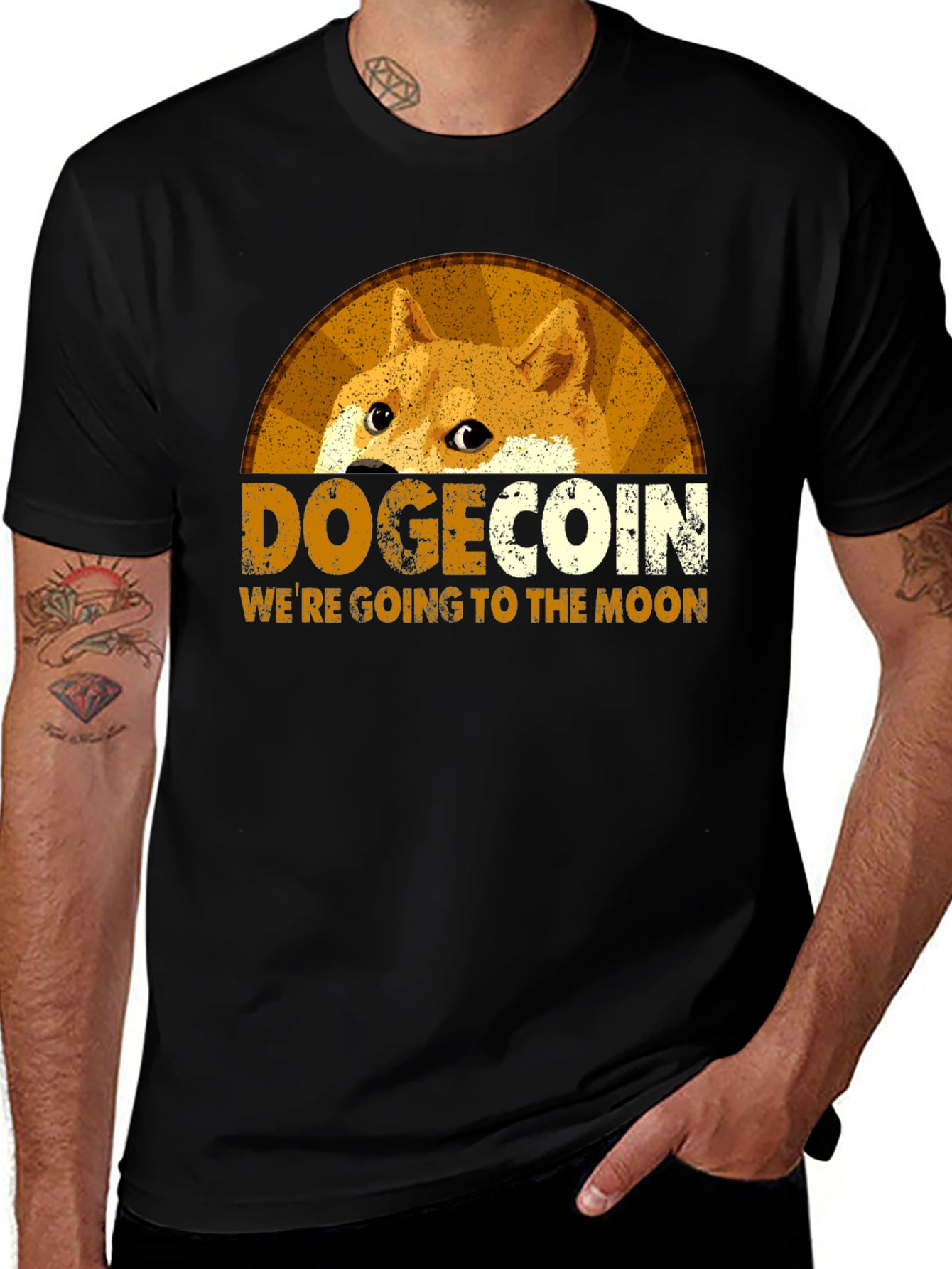 Dogecoin To The Moon T-Shirt - Black Cotton Crypto Tee