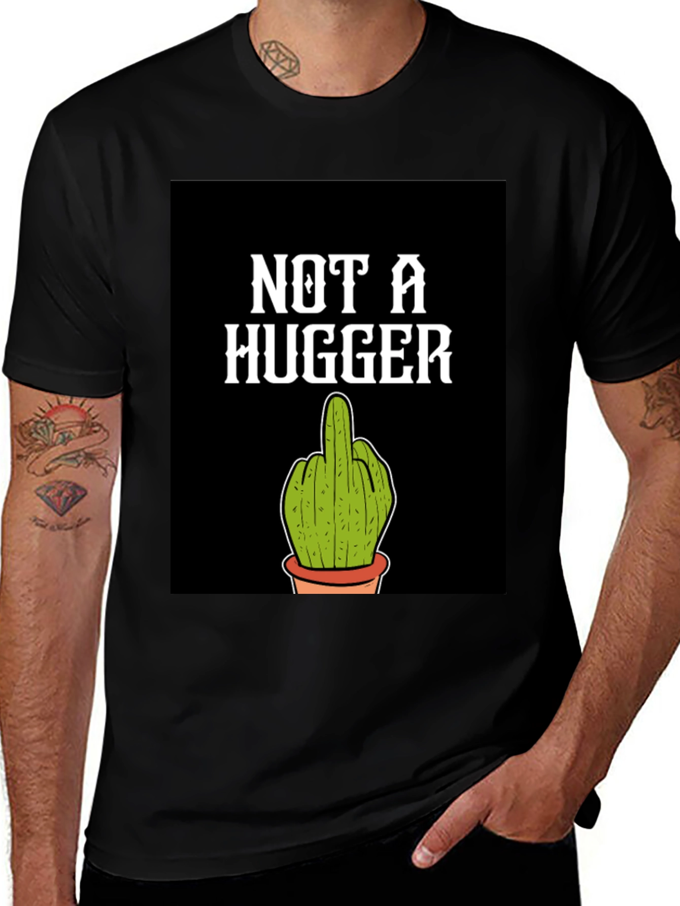 Variant 28 of Not A Hugger Graphic Tee - Funny Cactus Shirt