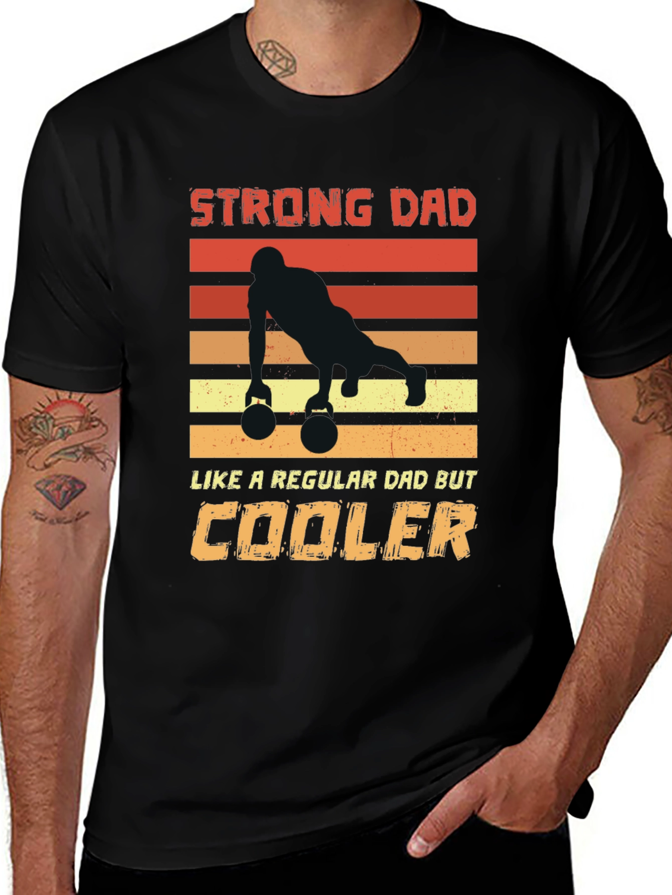 Variant 13 of Strong Dad Kettlebell Push Up Graphic Tee