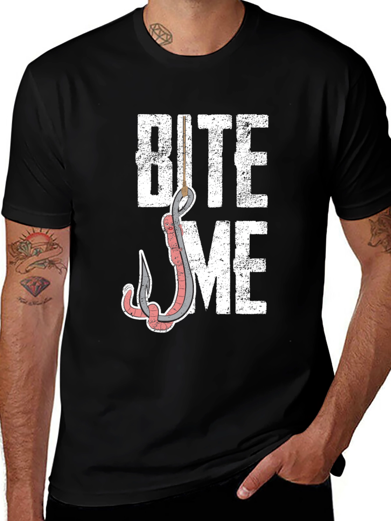 Variant 5 of Bite Me Fishing Hook Graphic Tee