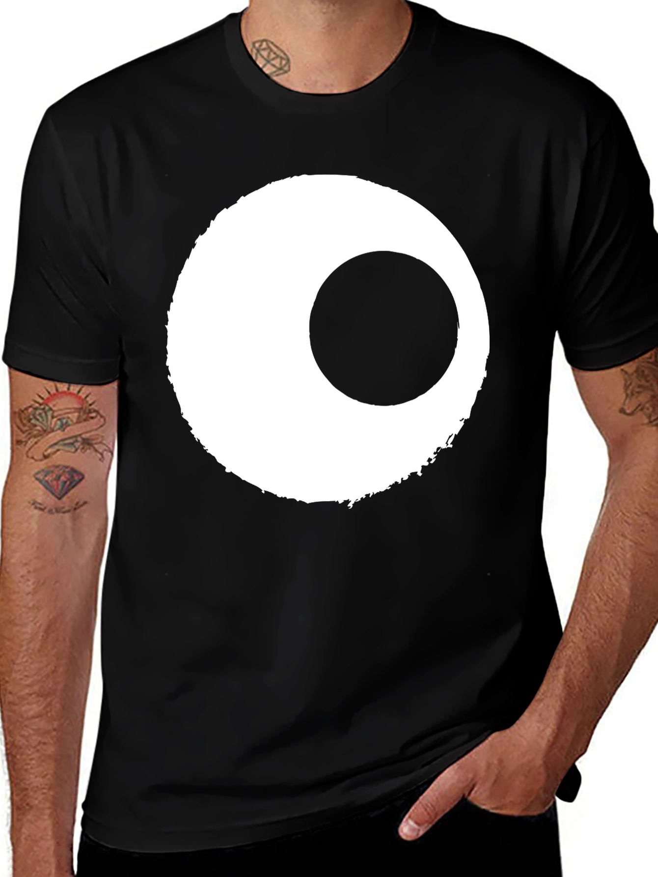 Variant 28 of Minimalist Circle Graphic Tee - Soft Black Cotton T-Shirt