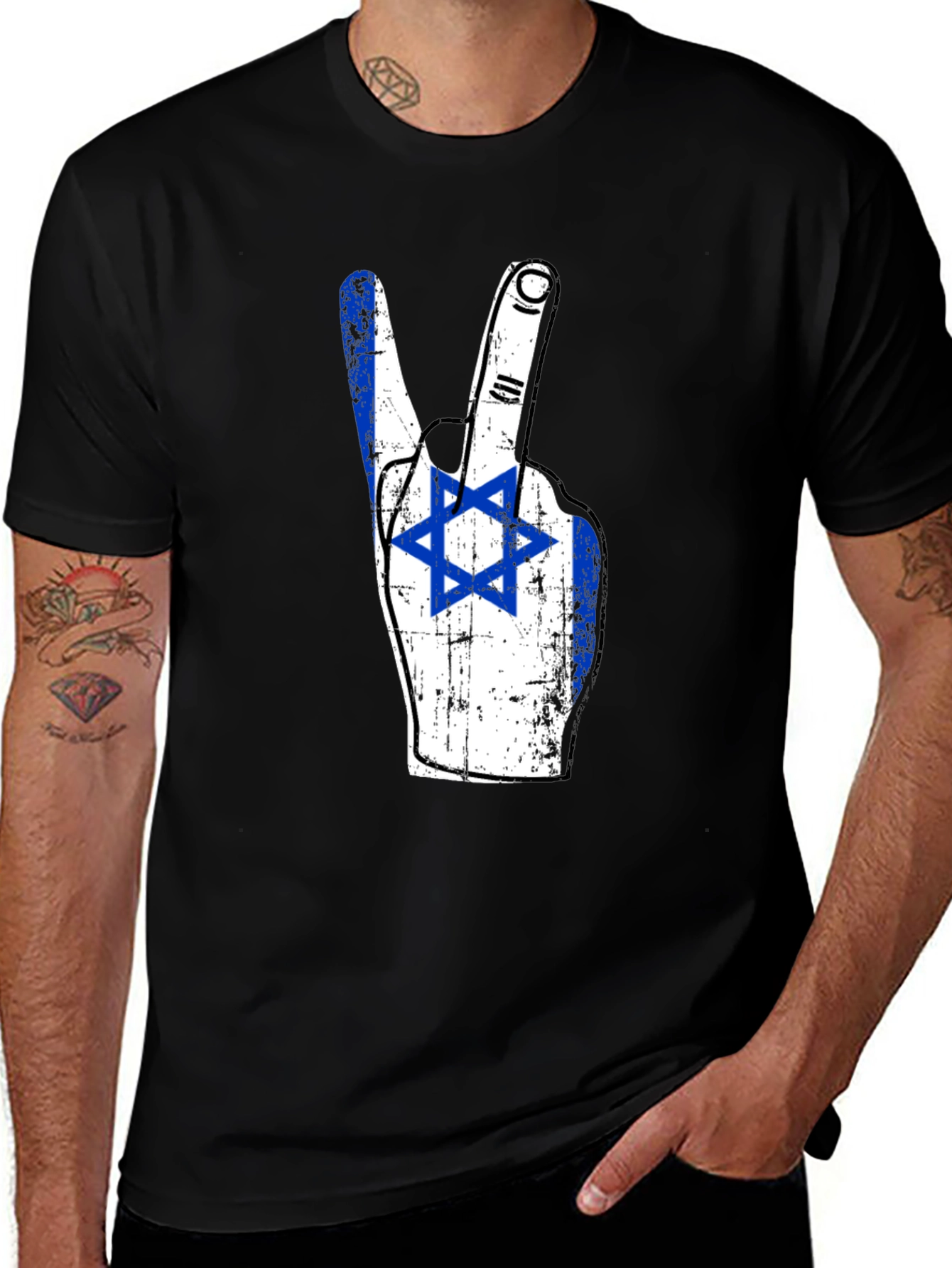 Variant 21 of Israel Flag Peace Sign T-Shirt