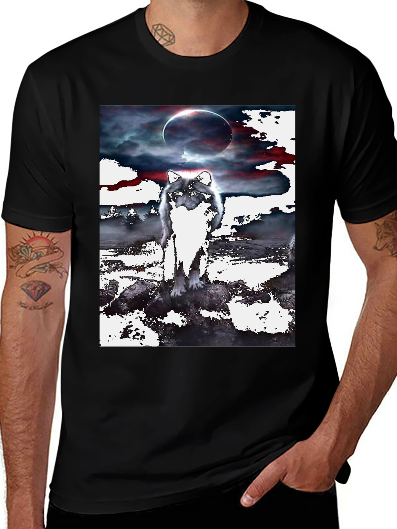Variant 23 of Wolf Eclipse Graphic Tee