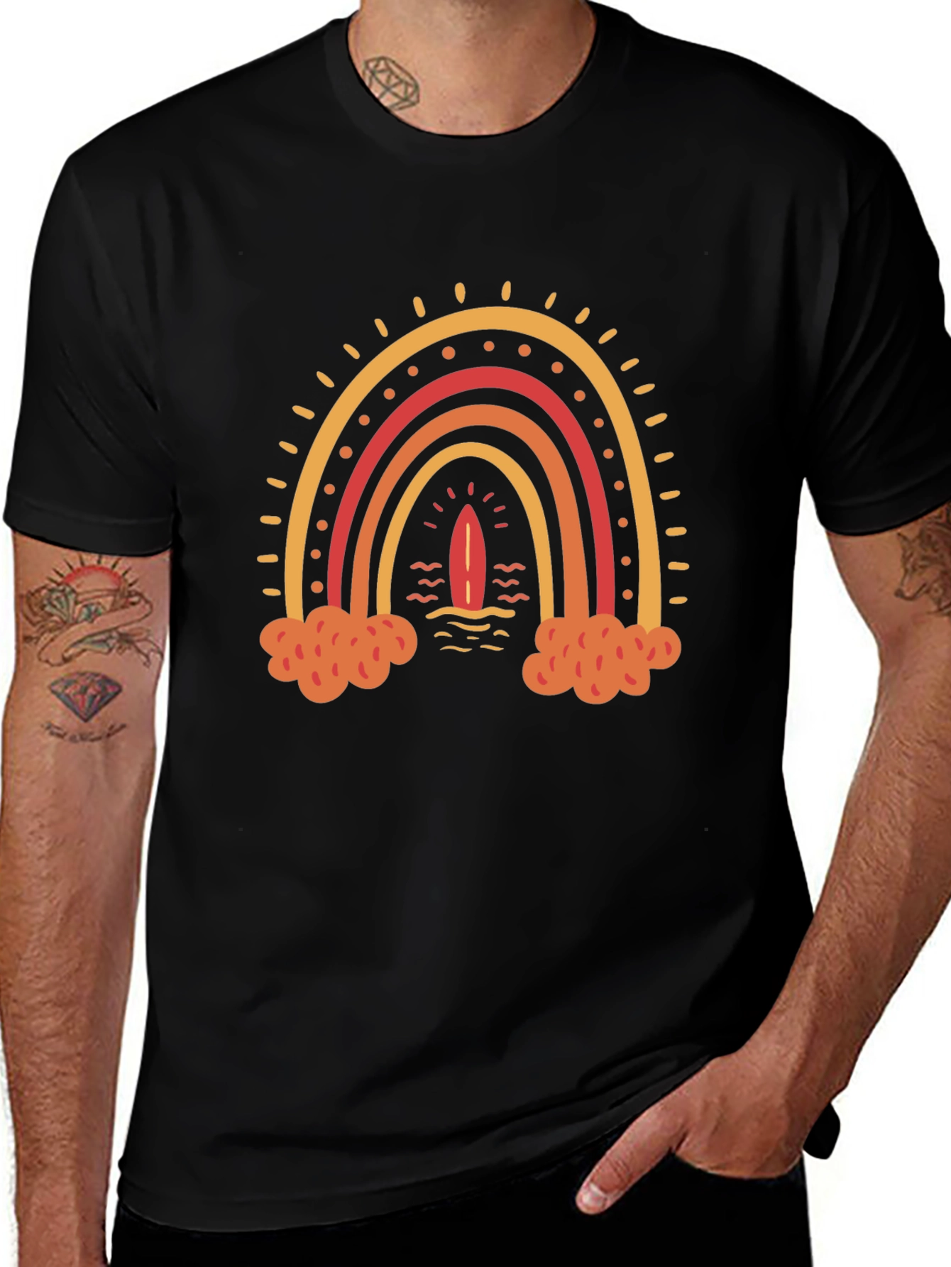 Variant 10 of Retro Surfboard Rainbow Graphic T-Shirt