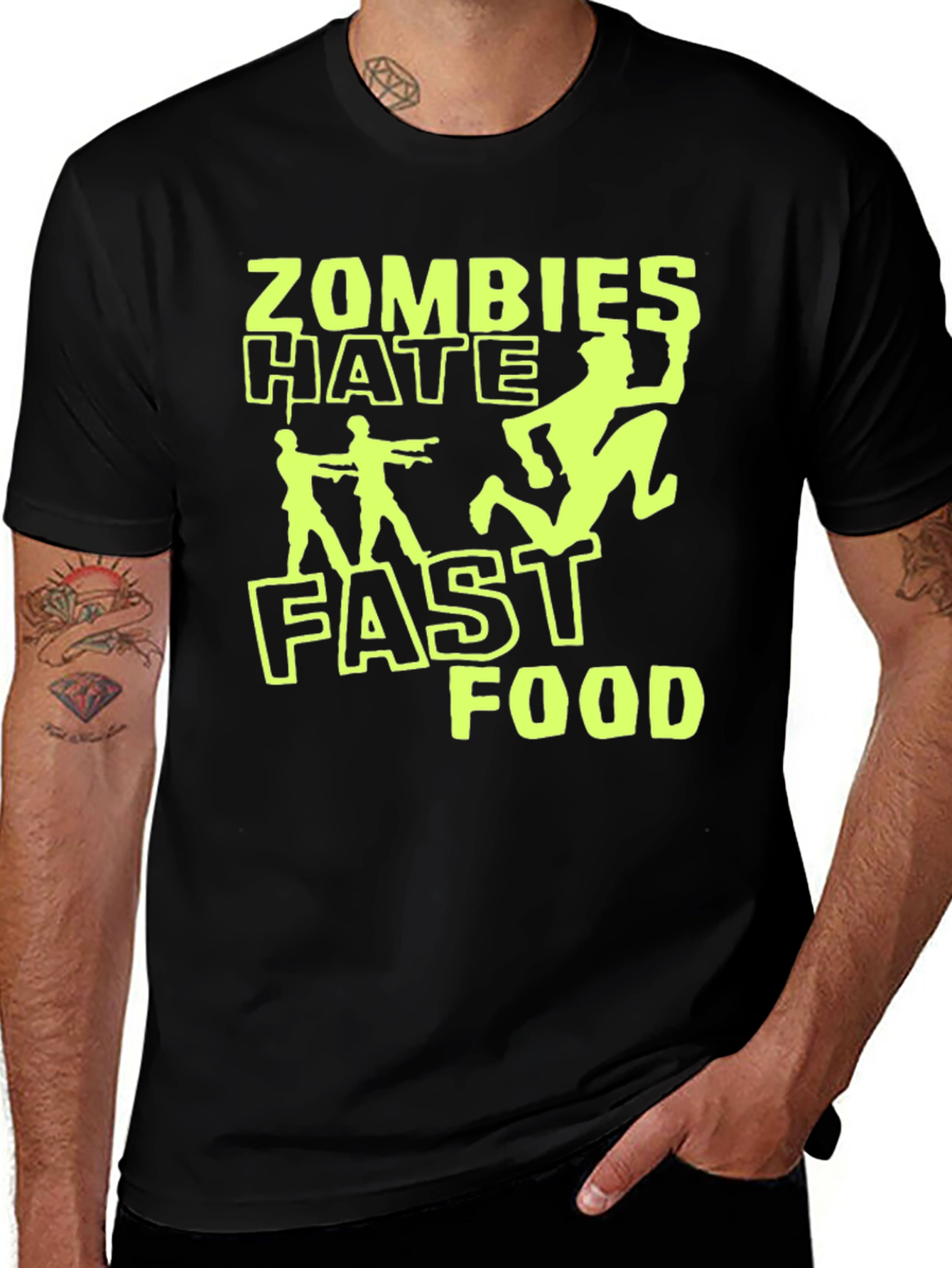 Variant 16 of Zombies Hate Fast Food Graphic T-Shirt - Black