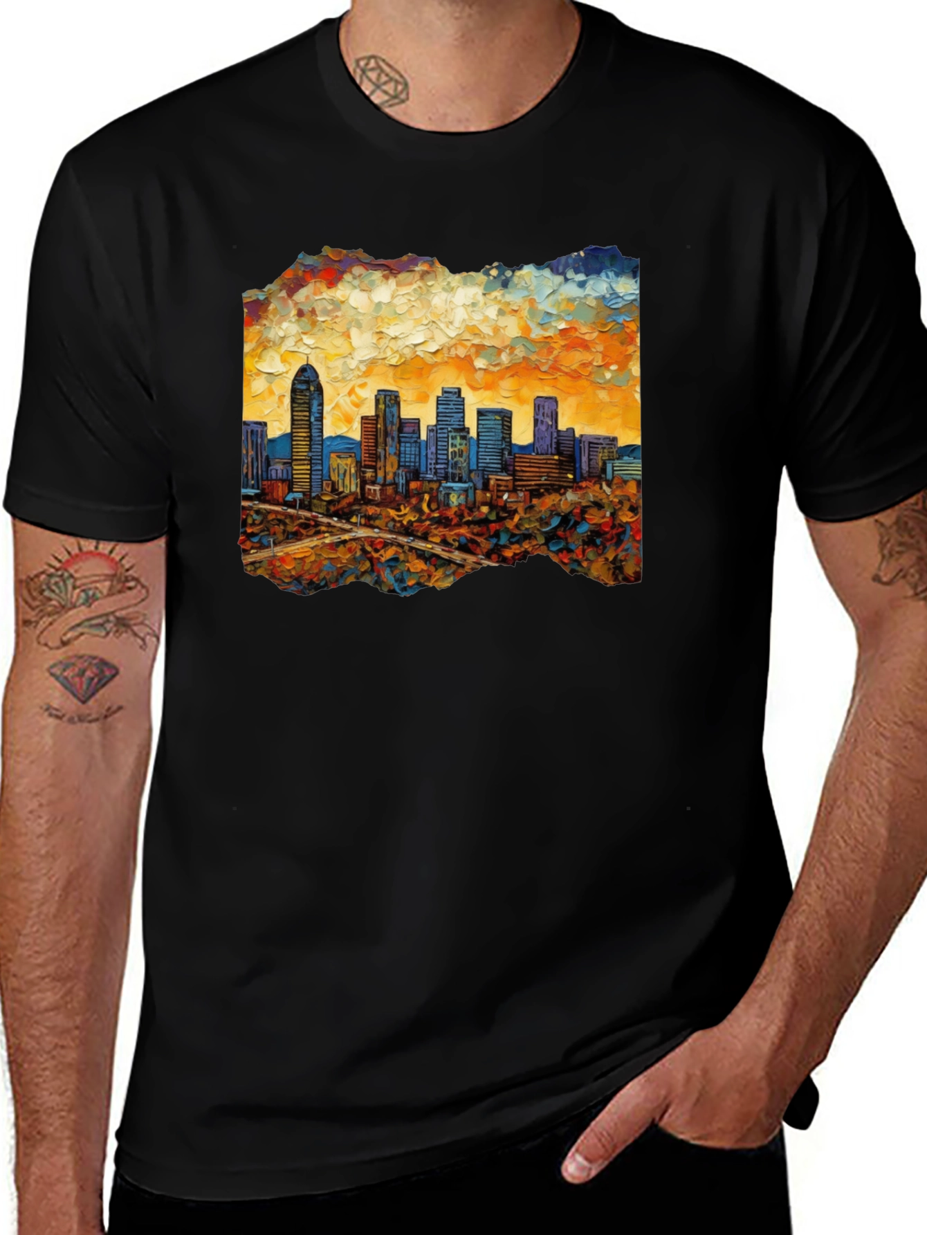 Variant 26 of Cityscape Art T-Shirt - Abstract Skyline Design