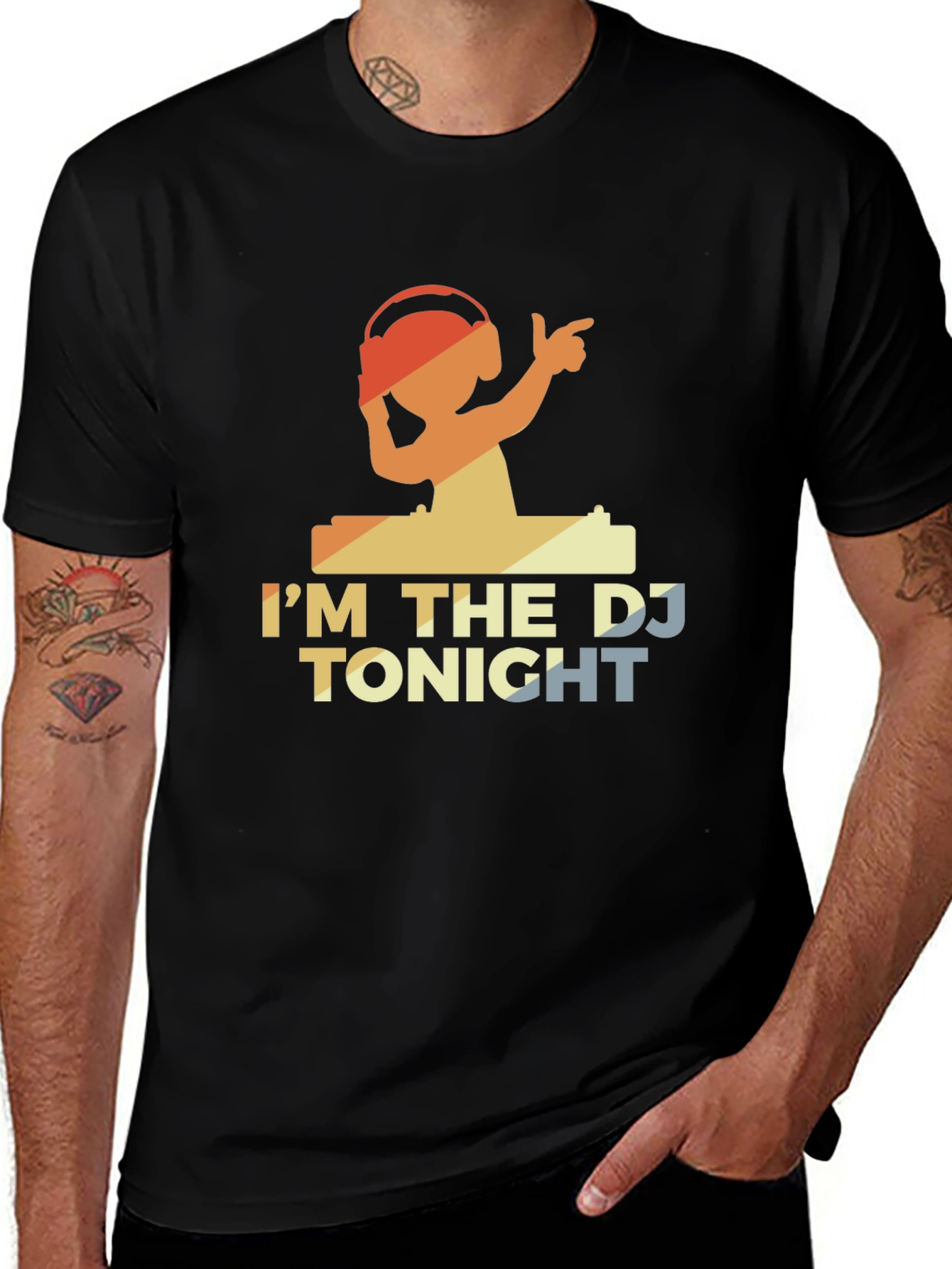 Variant 11 of I'm The DJ Tonight Retro Style Black T-Shirt