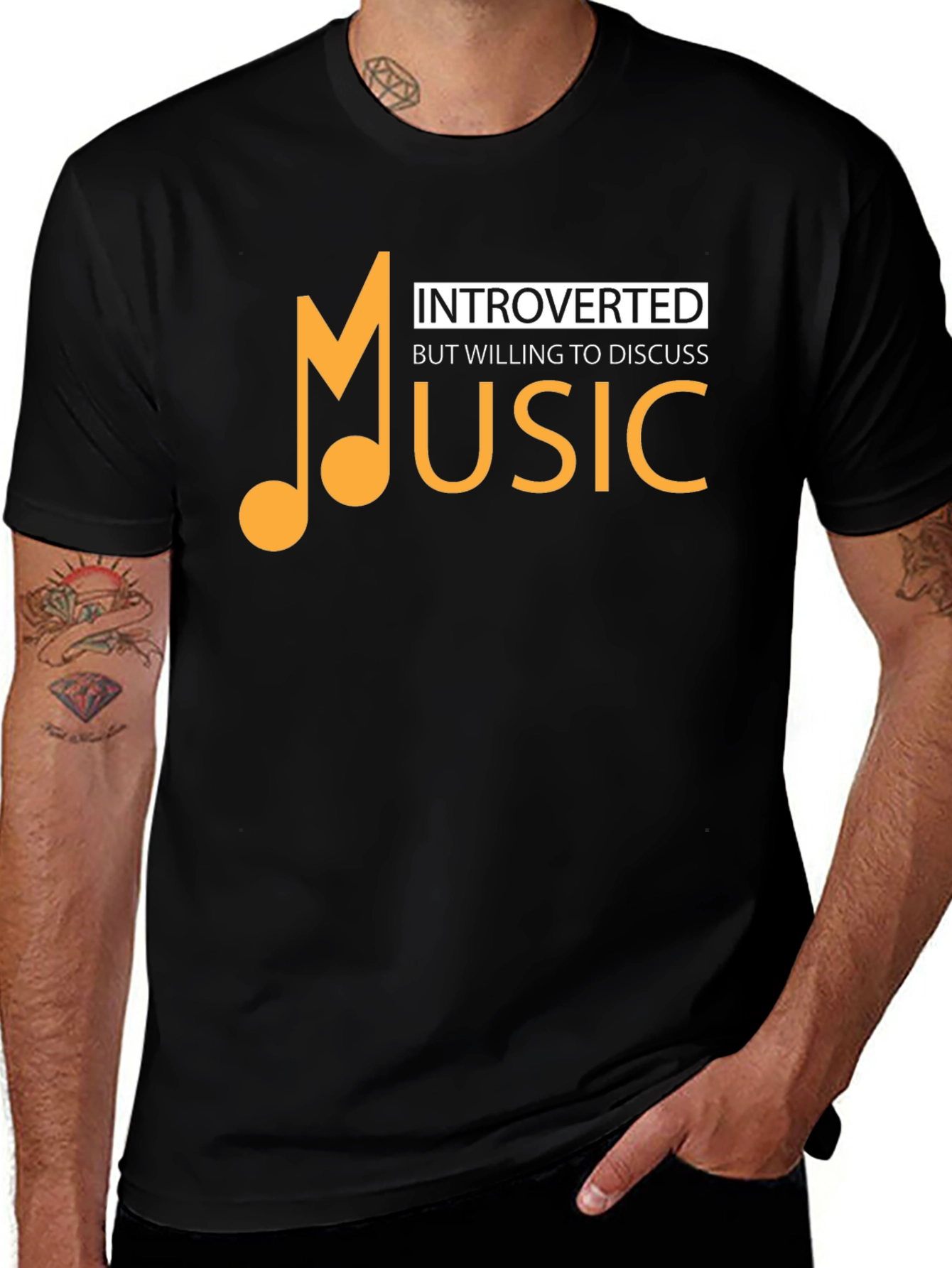 Variant 7 of Introverted Music Lover T-Shirt - Discuss Music!