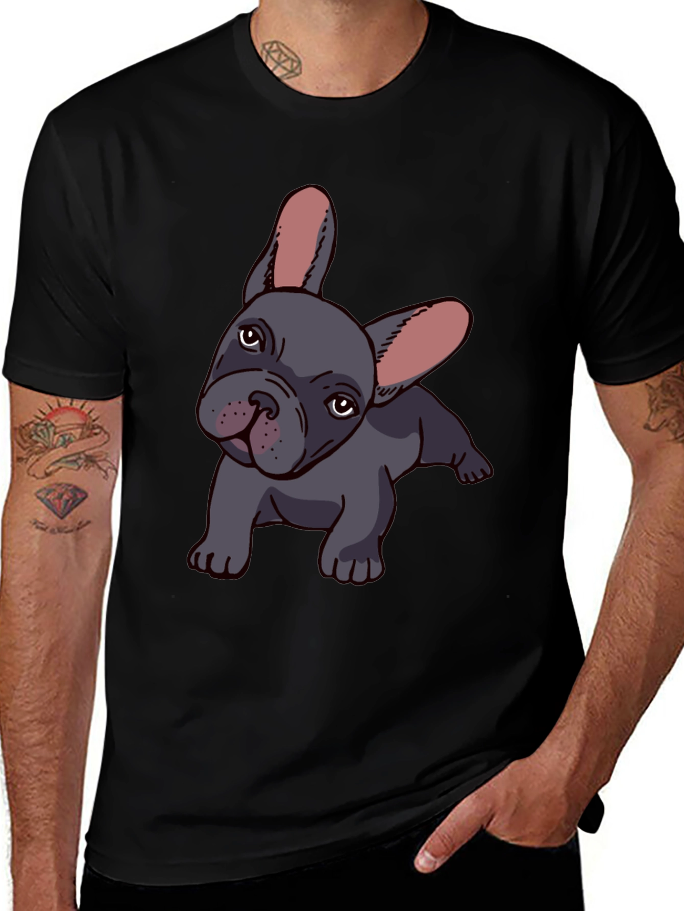 French Bulldog Graphic Tee - Men's Black T-Shirt