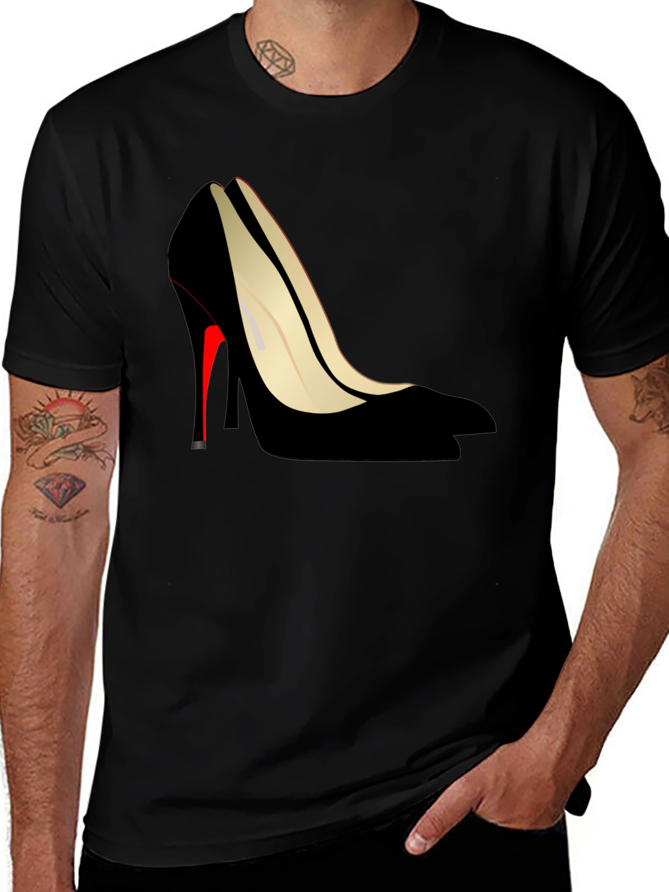 Variant 12 of Sleek Stiletto Heel Graphic Tee - Stylish & Bold