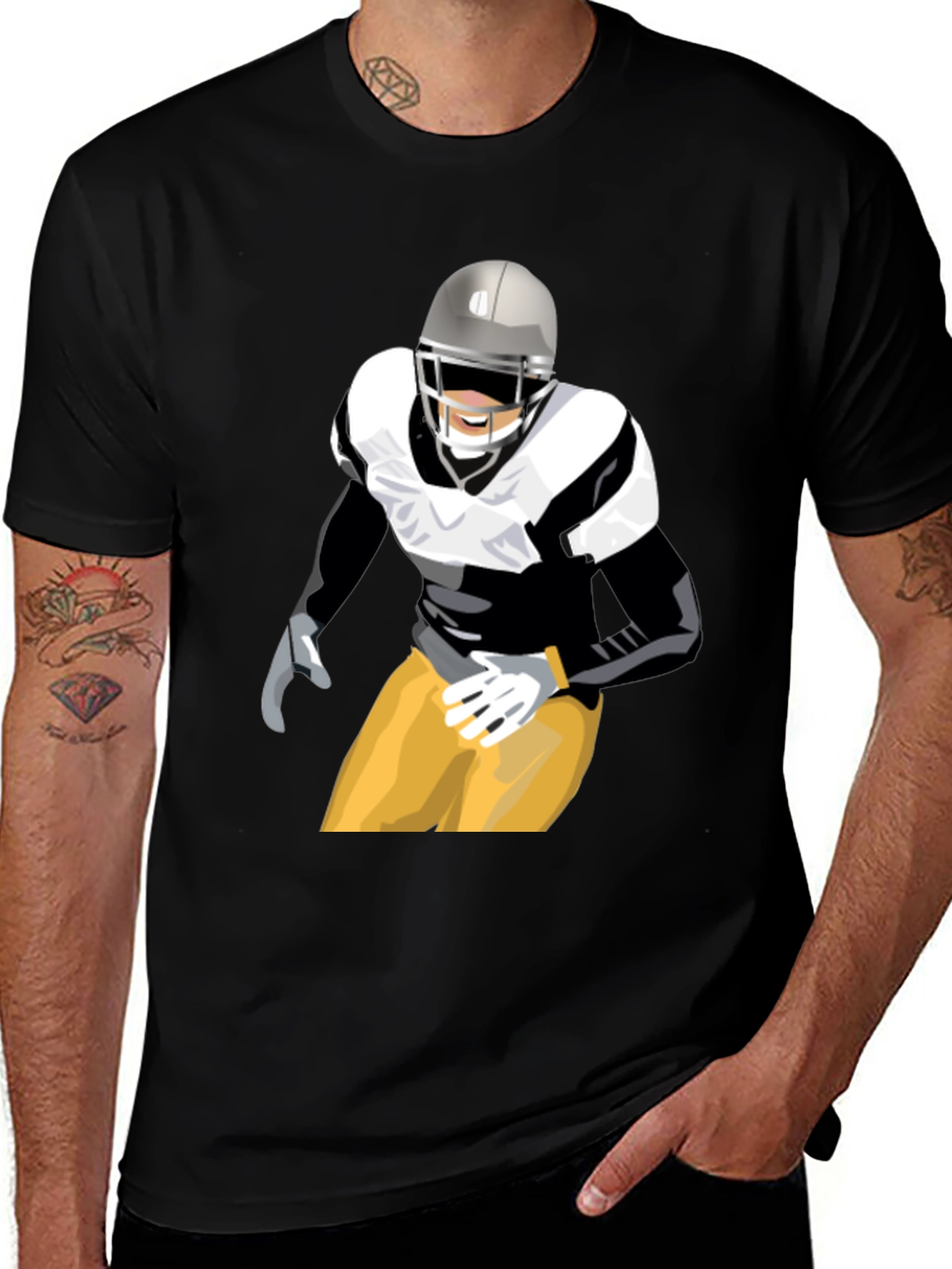 Variant 3 of Football Player Graphic T-Shirt - Black