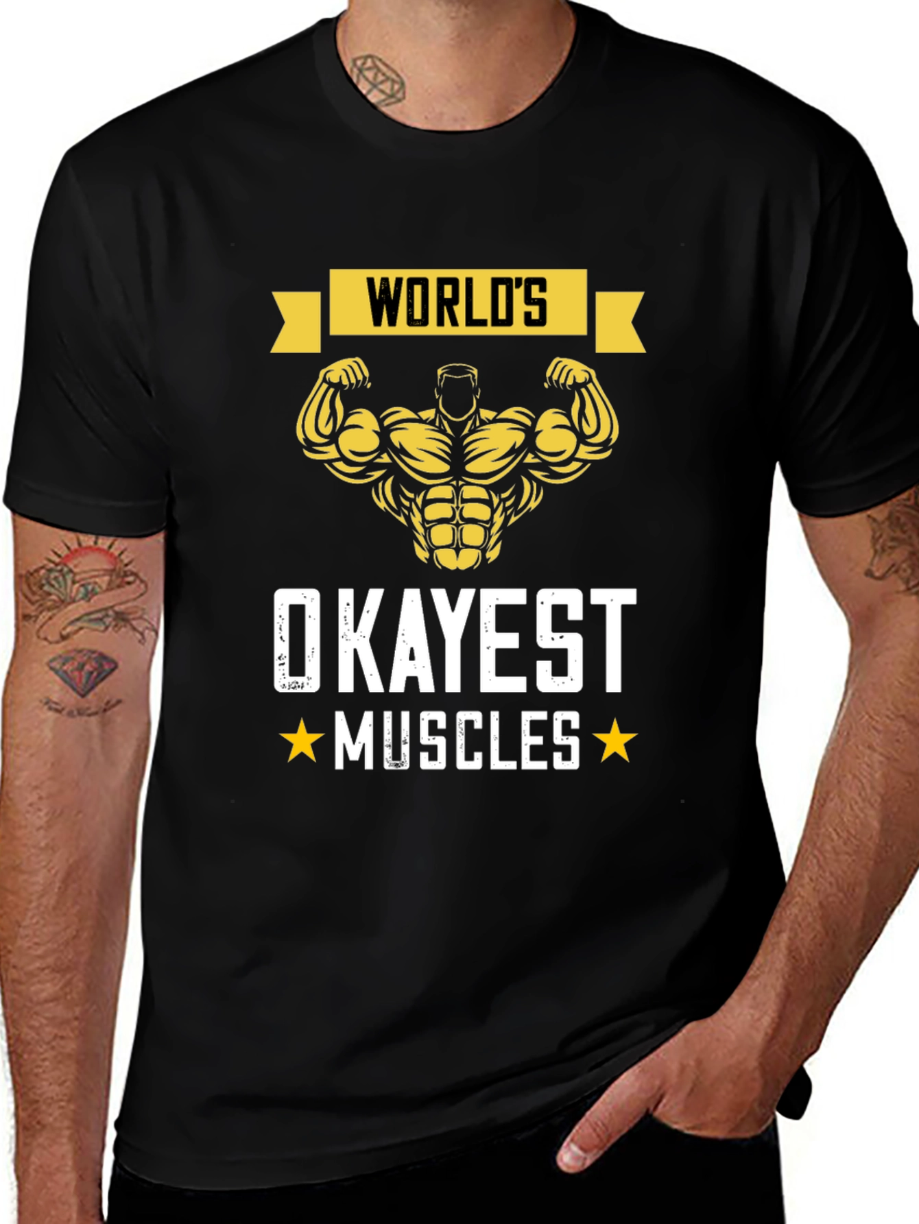 Black World's Okayest Muscles Graphic T-Shirt main image