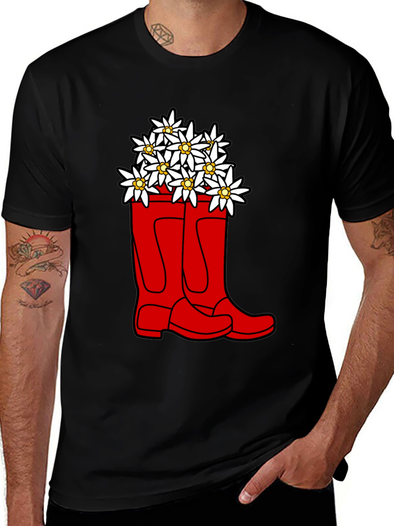 Variant 28 of Edelweiss Flowers in Red Boots T-Shirt