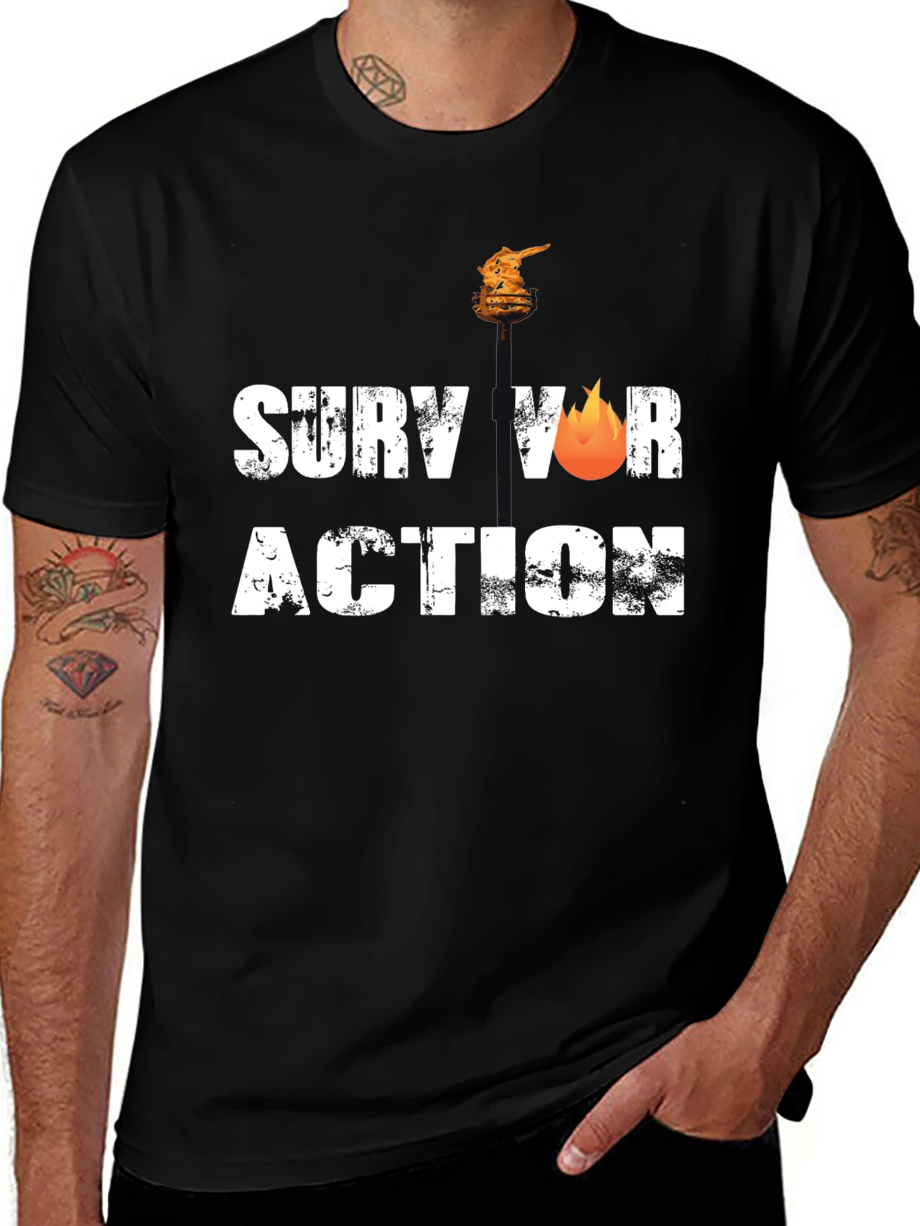 Variant 24 of Survivor Action Black T-Shirt Graphic Tee