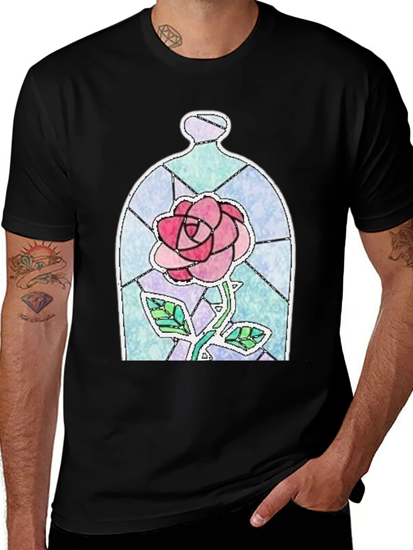 Variant 10 of Enchanted Rose Graphic Tee - Black