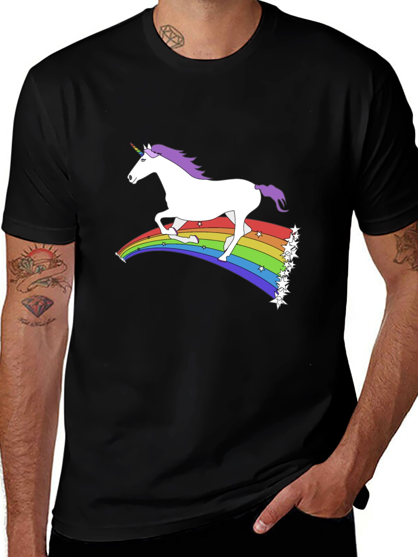 Variant 10 of Unicorn Rainbow Graphic Tee - Black