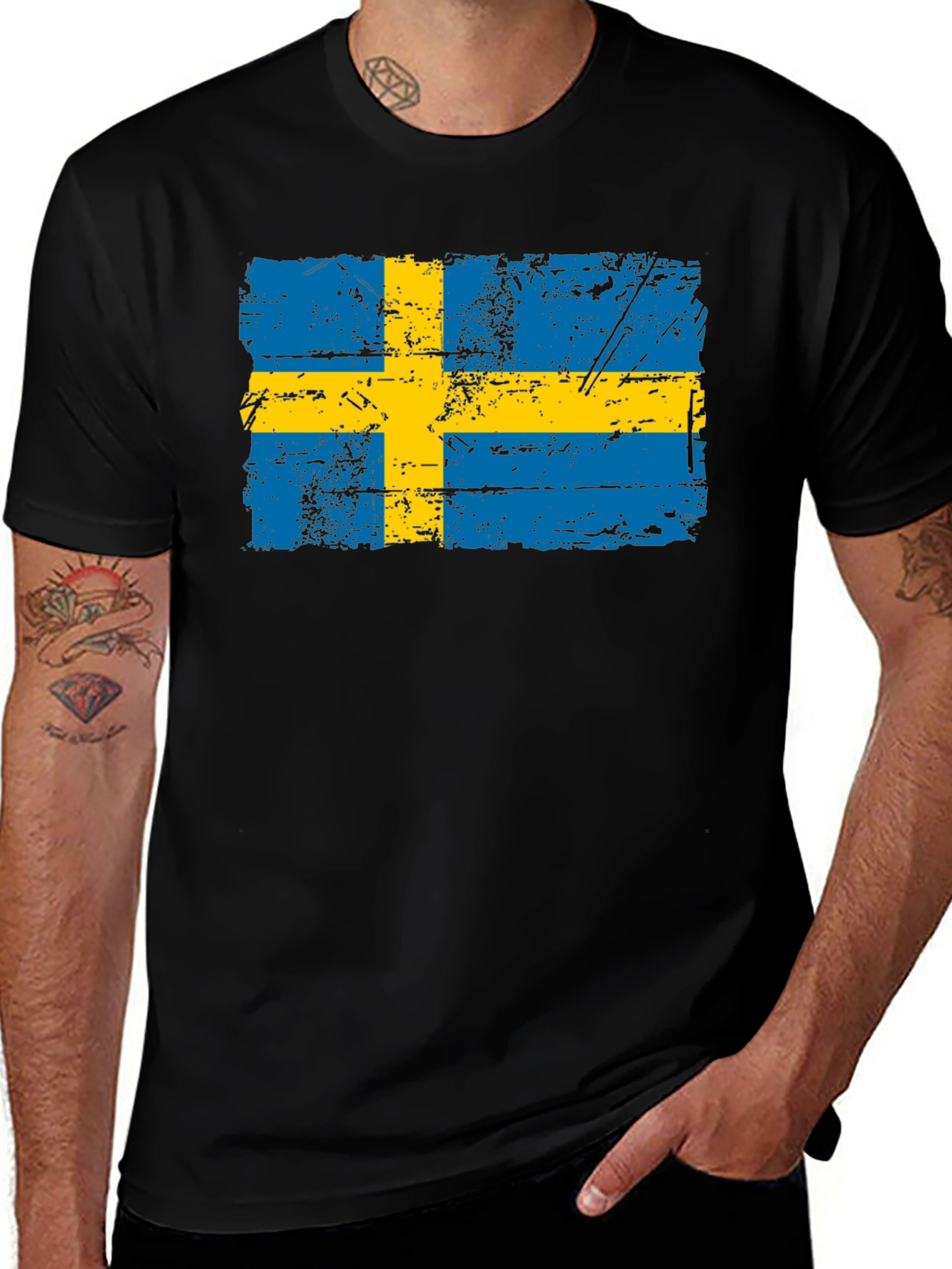 Variant 18 of Sweden Flag Distressed T-Shirt