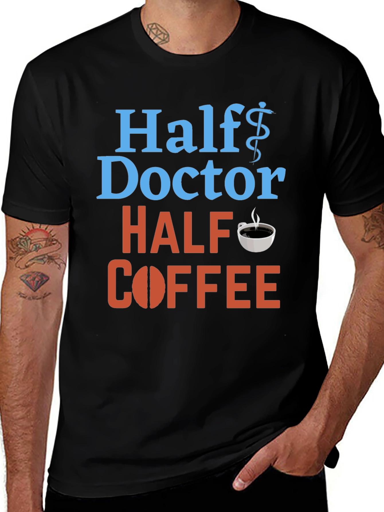 Variant 15 of Half Doctor Half Coffee T-Shirt - Medical Humor Tee