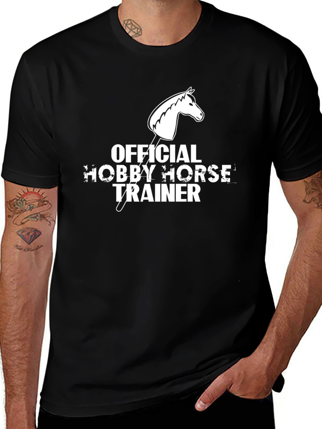 Black Hobby Horse Trainer T-Shirt - Novelty Tee main image