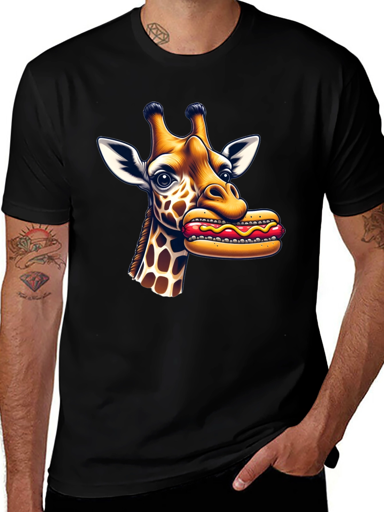 Variant 10 of Giraffe Hotdog Graphic Tee - Funny Novelty Shirt
