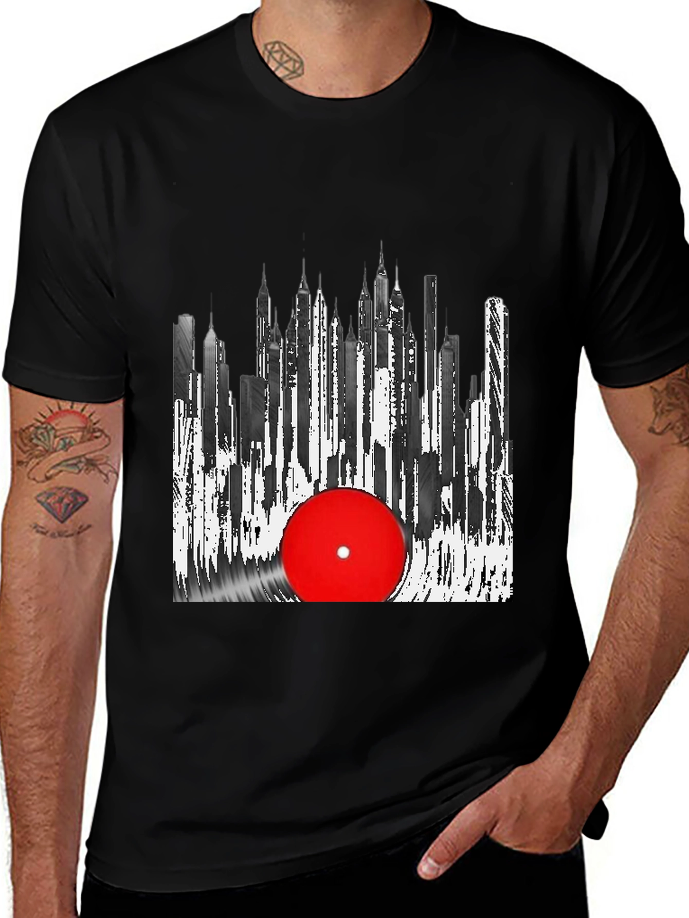 Variant 12 of Cityscape Vinyl Record Graphic Tee