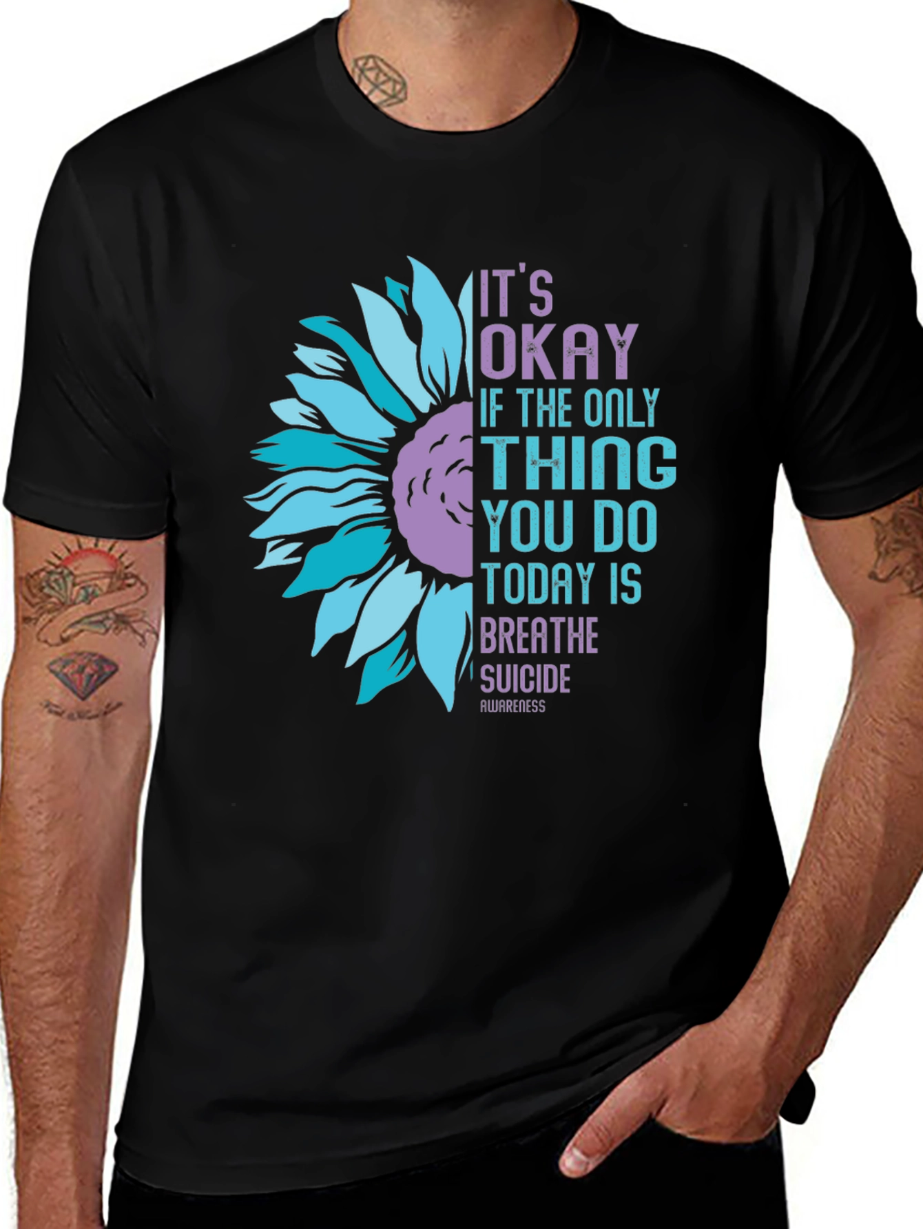 Variant 29 of It's Okay Breathe Suicide Awareness Sunflower Tee