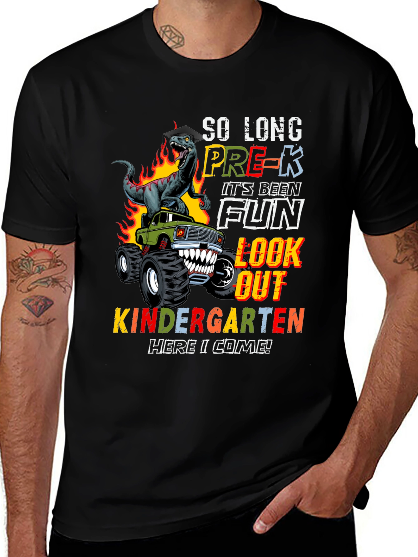 Pre-K Graduation T-Shirt - Dinosaur Monster Truck