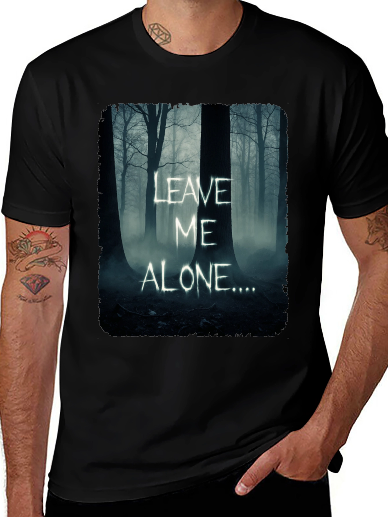 Variant 20 of Leave Me Alone T-Shirt - Dark Forest Design