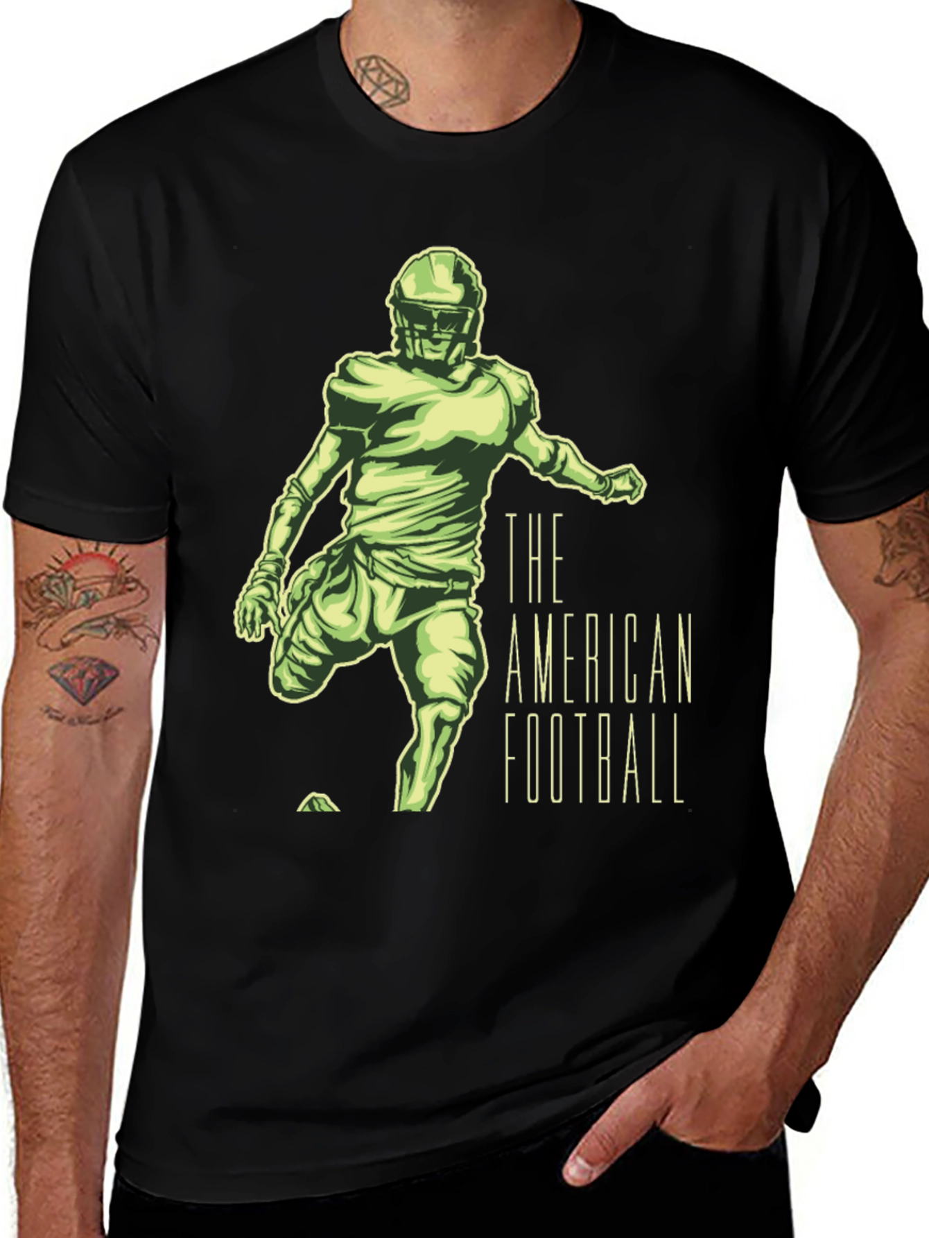 American Football Player Graphic Tee - Black